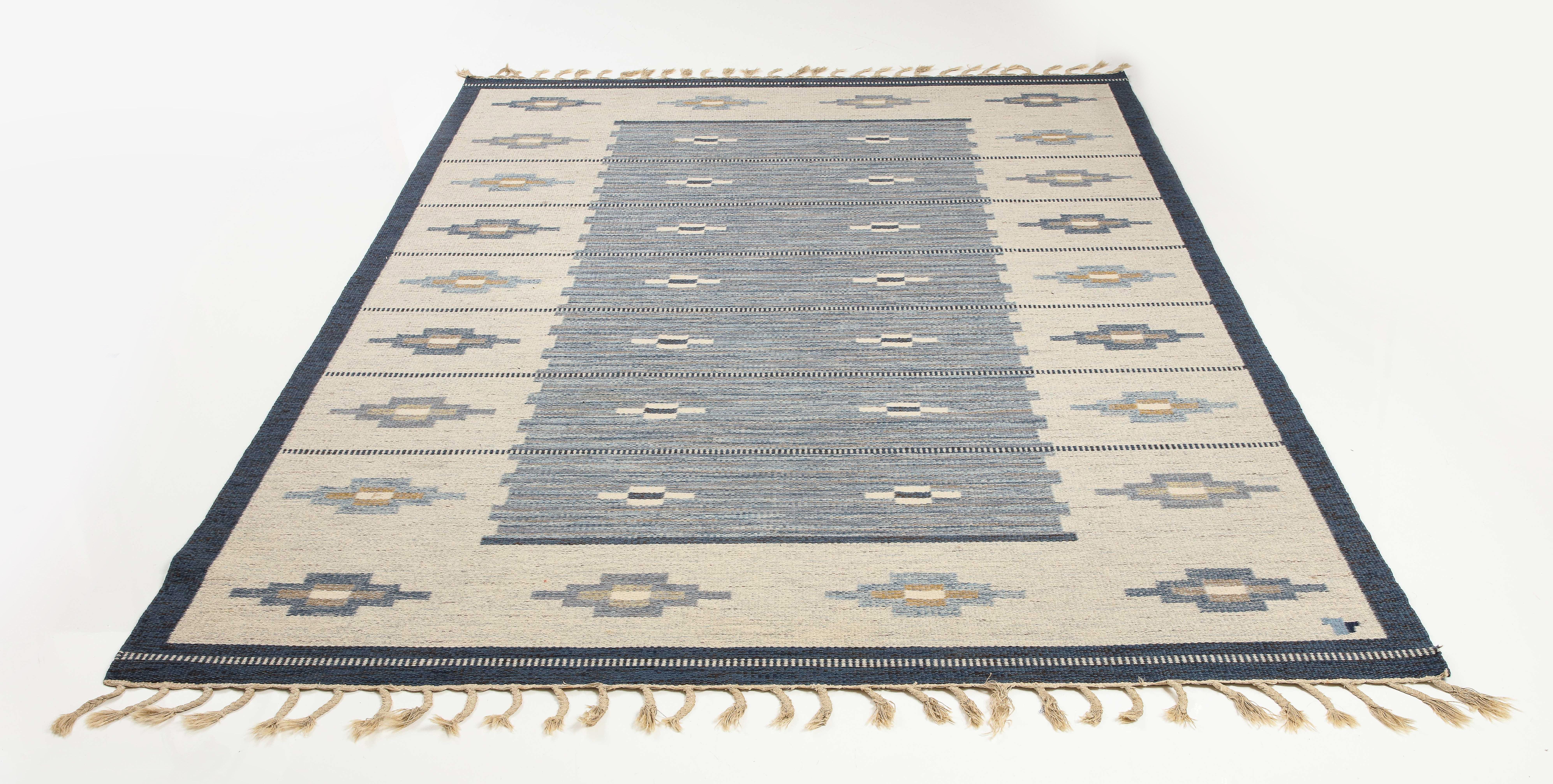 Swedish Flat-Weave Wool Carpet, circa 1950-1960 For Sale 2