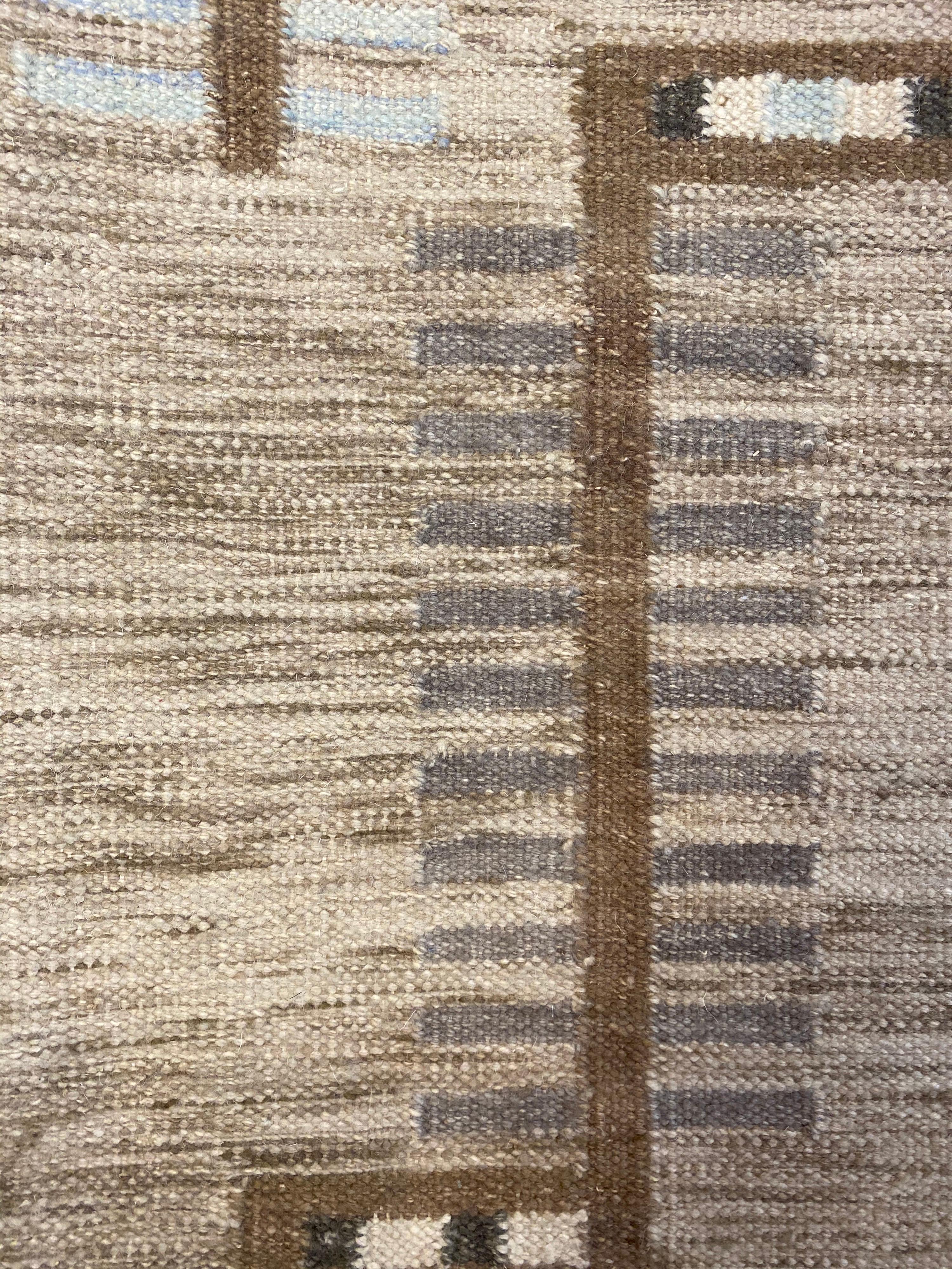 Scandinavian Modern Swedish Flat-Weave Wool Carpet