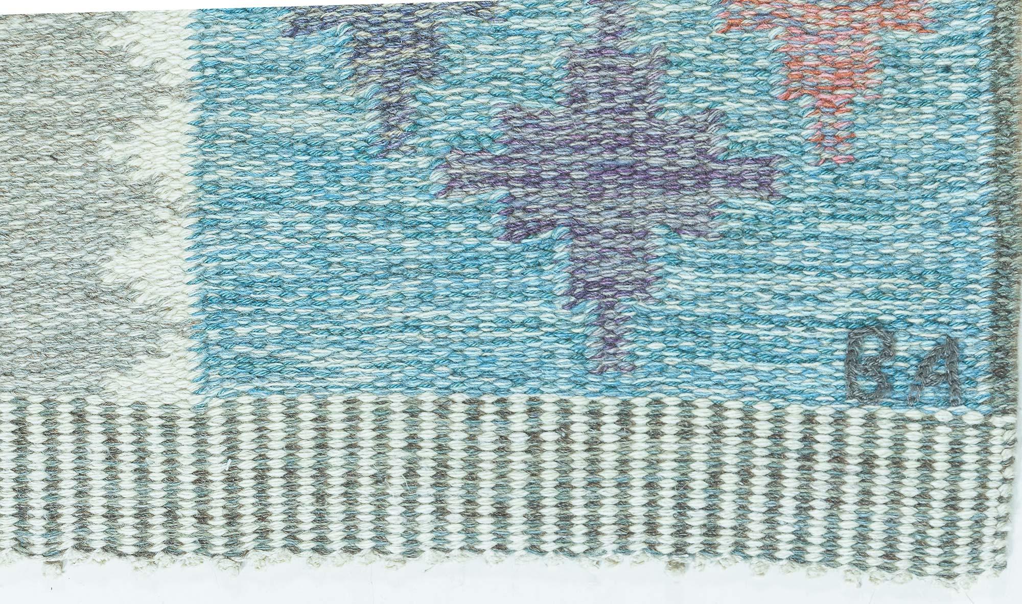 Swedish Flat Woven Rug by Bitte Ahlgren 'BA' In Good Condition For Sale In New York, NY