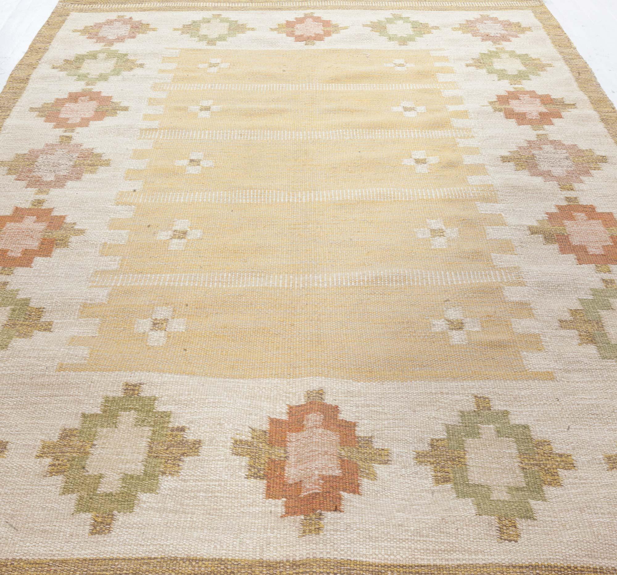 Schwedischer flacher gewebter Teppich von Elsa Ekholm (Moderne der Mitte des Jahrhunderts) im Angebot