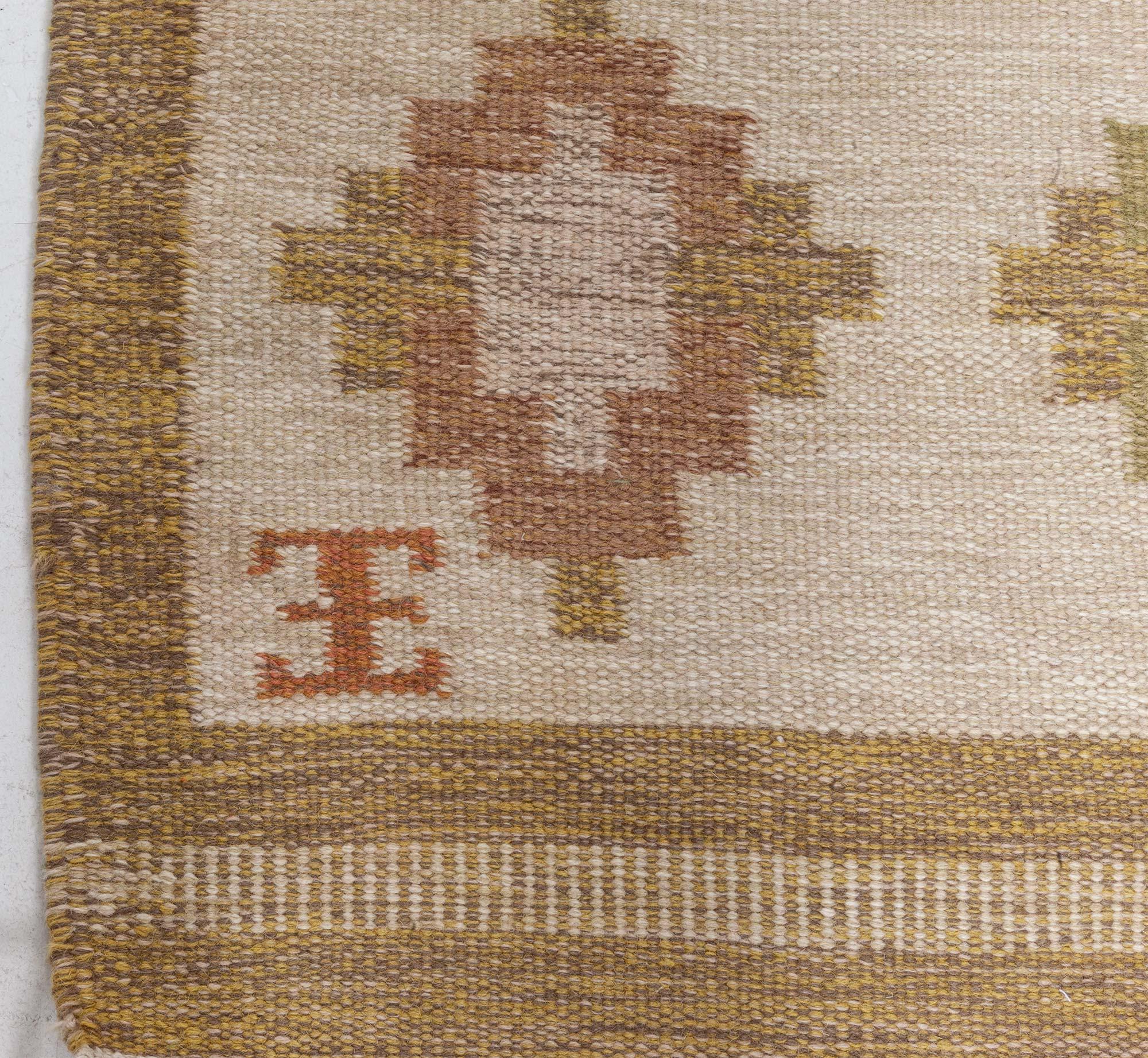 Swedish Flat Woven Rug by Elsa Ekholm In Good Condition For Sale In New York, NY
