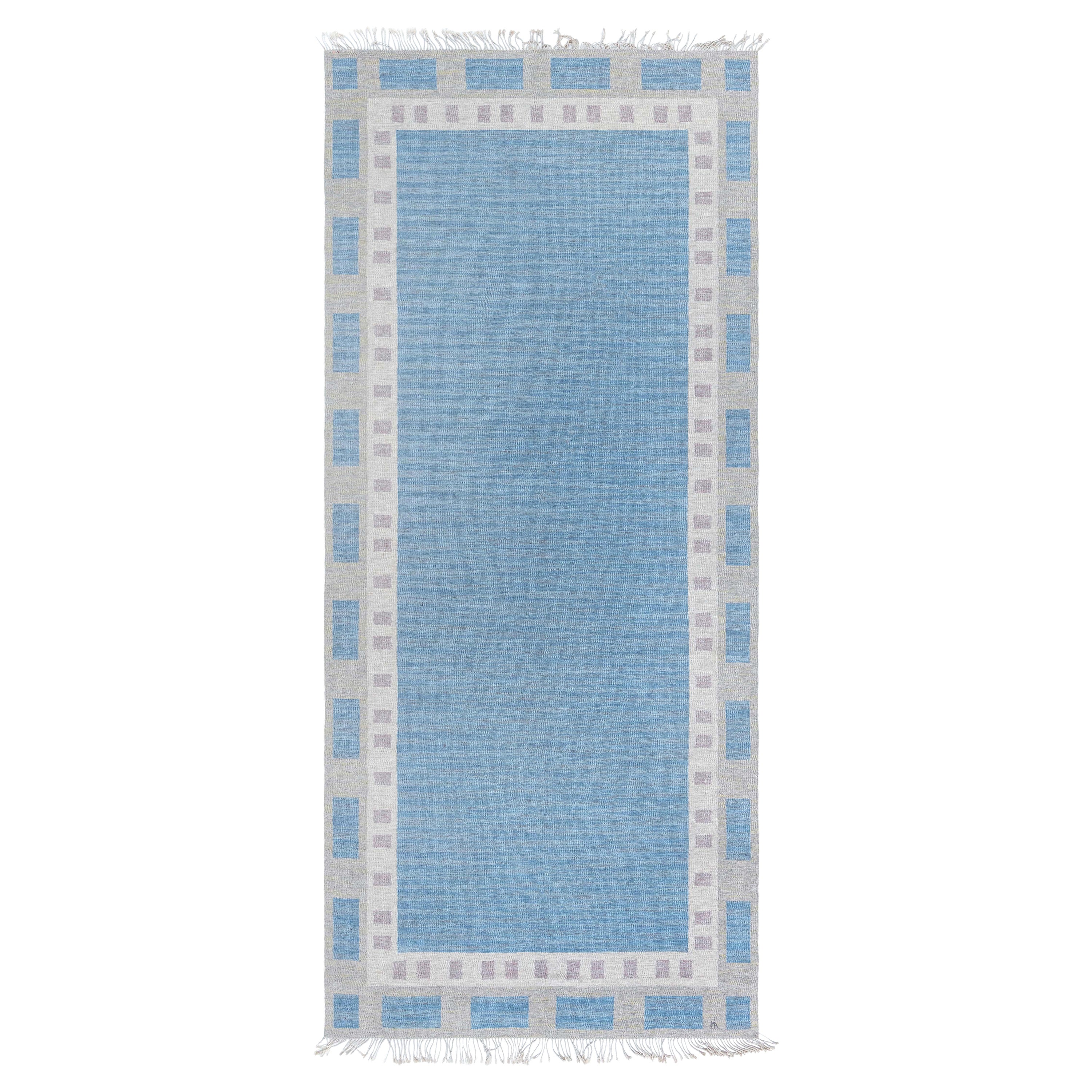 Swedish Flat Woven Rug by Margareta Akerberg