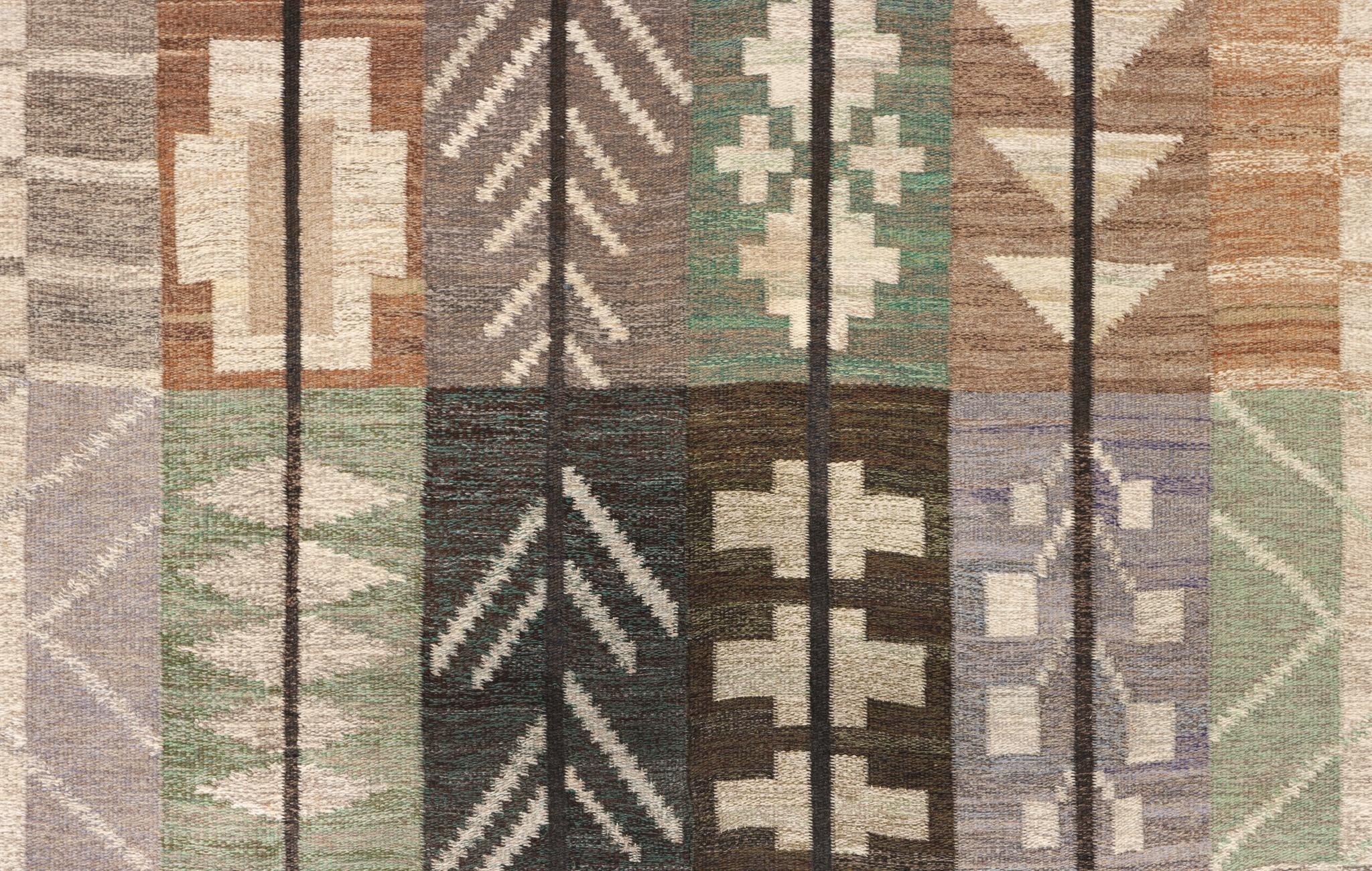 Scandinave moderne Tapis suédois à armure plate, Göteborgs Hemslöjd, c. Milieu du 20e siècle en vente