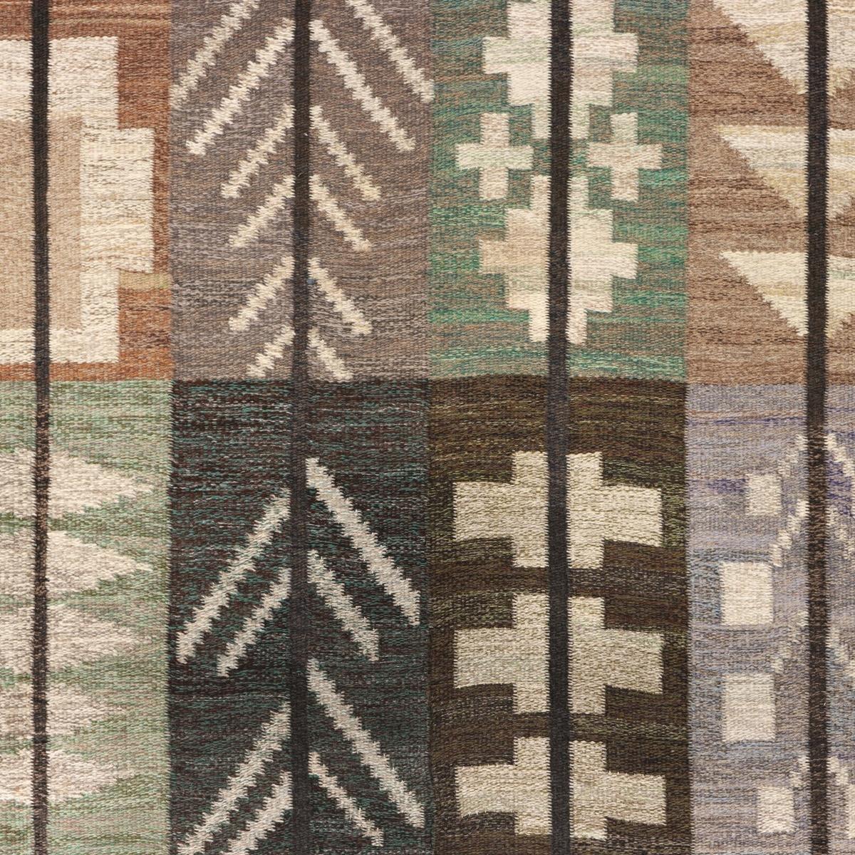 Suédois Tapis suédois à armure plate, Göteborgs Hemslöjd, c. Milieu du 20e siècle en vente