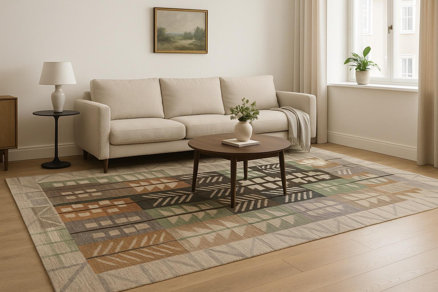 Tissé à la main Tapis suédois à armure plate, Göteborgs Hemslöjd, c. Milieu du 20e siècle en vente