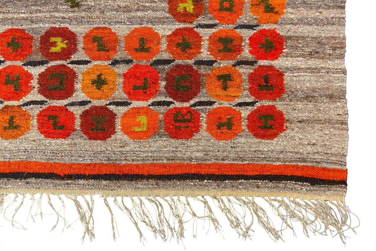 Hand-Knotted Swedish Flatweave Rug Rollakan Signed, 1950-1970 For Sale