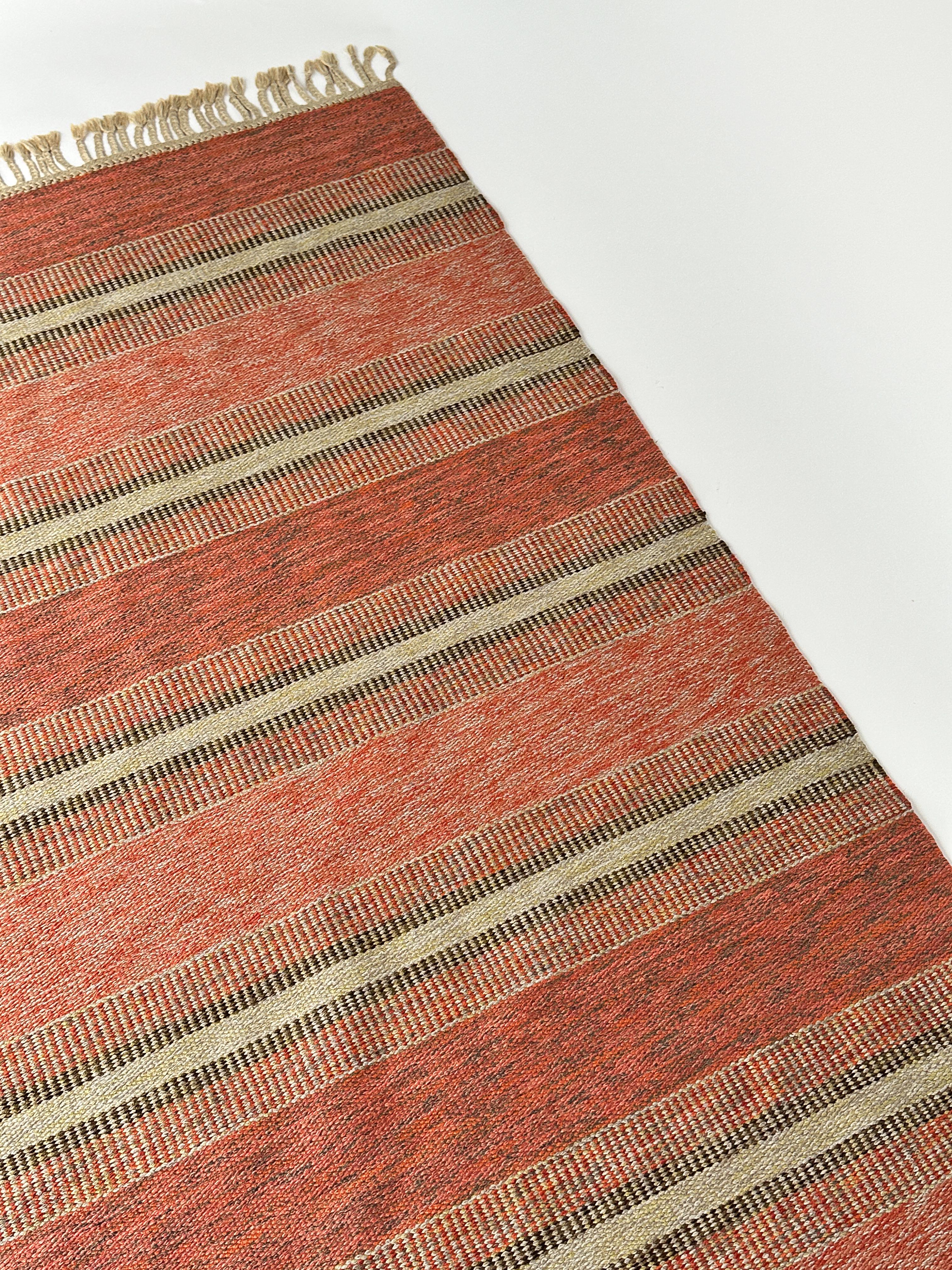 Tapis suédois en laine Röllakan Tapis moderne scandinave tissé à la main 1970 Bon état - En vente à Basel, BS