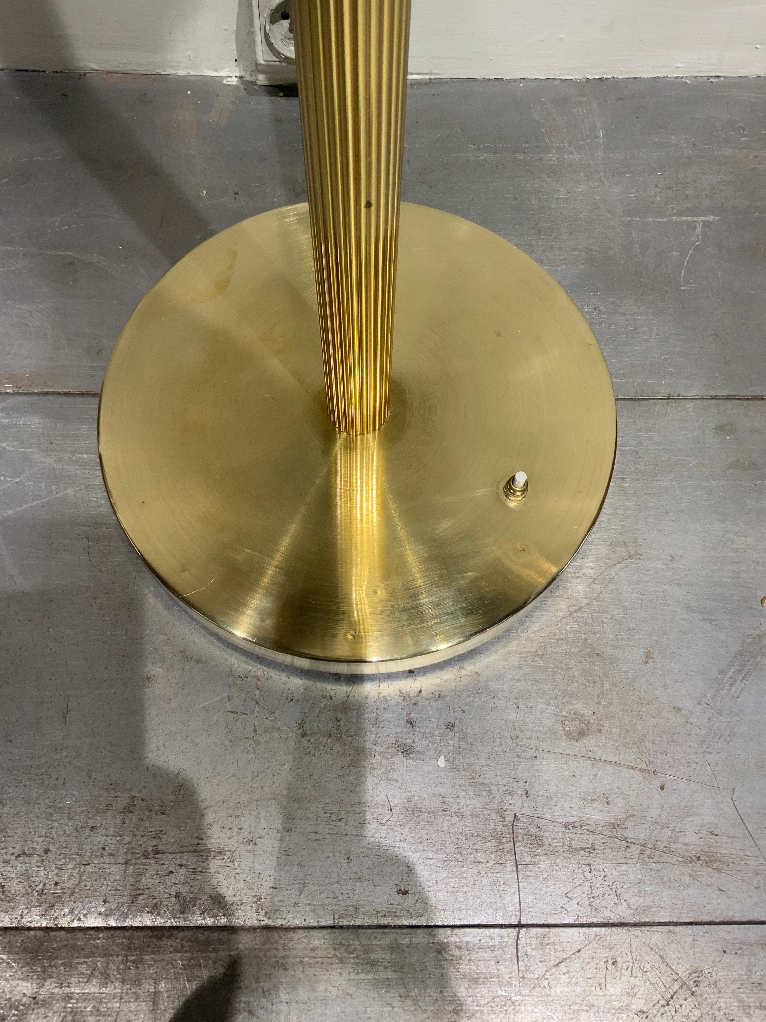 Rare floor lamp by glossner Sweden marked and dated 1947 on the glass cup 
Brass base 