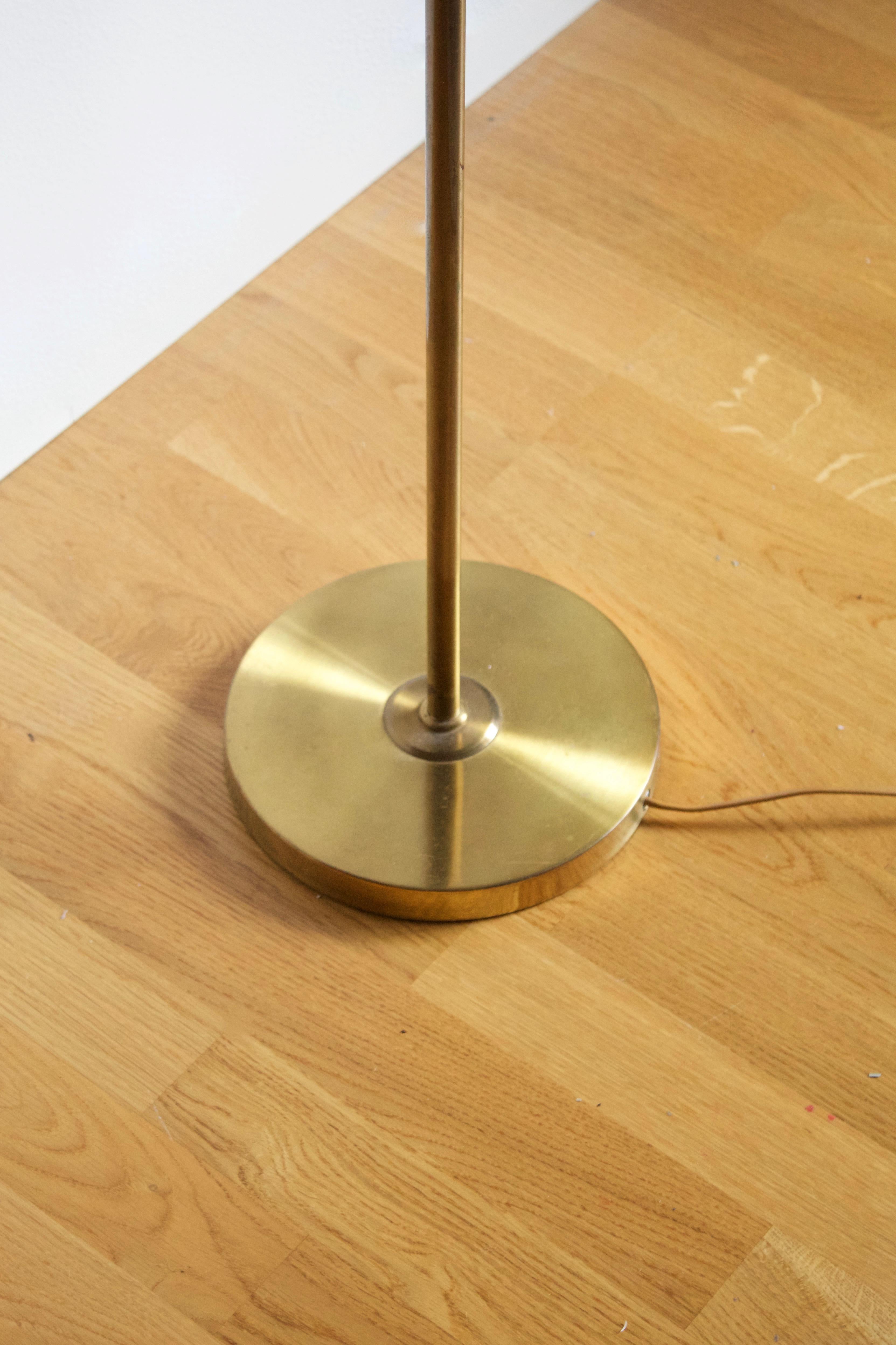 Mid-20th Century Swedish, Floor Lamp, Brass, Rattan, Sweden, 1950s