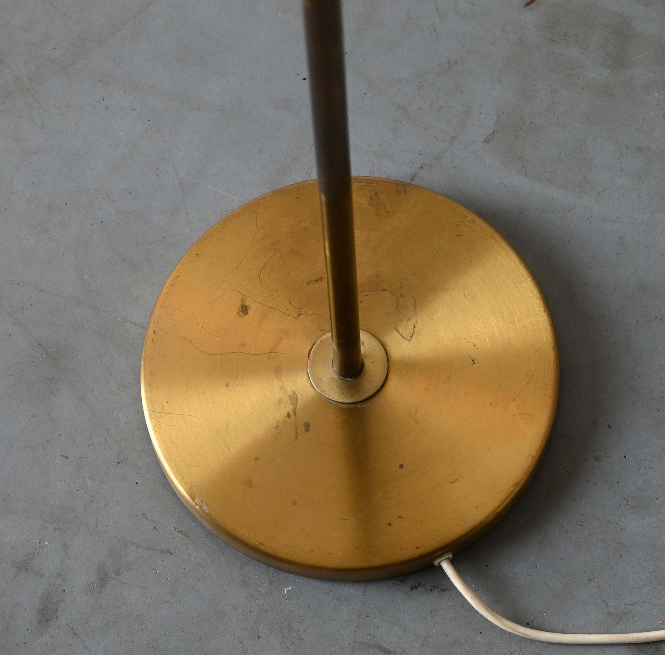 Swedish, Floor Lamp, Brass, Rattan, Sweden, 1950s 1