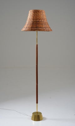 Swedish Floor Lamp in Brass and Teak by Stilarmatur Boréns