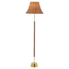Vintage Swedish Floor Lamp in Brass and Teak by Stilarmatur Boréns