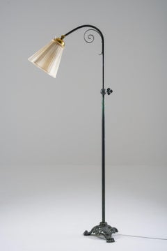 Schwedische Stehlampe aus patiniertem Messing, 1930er Jahre