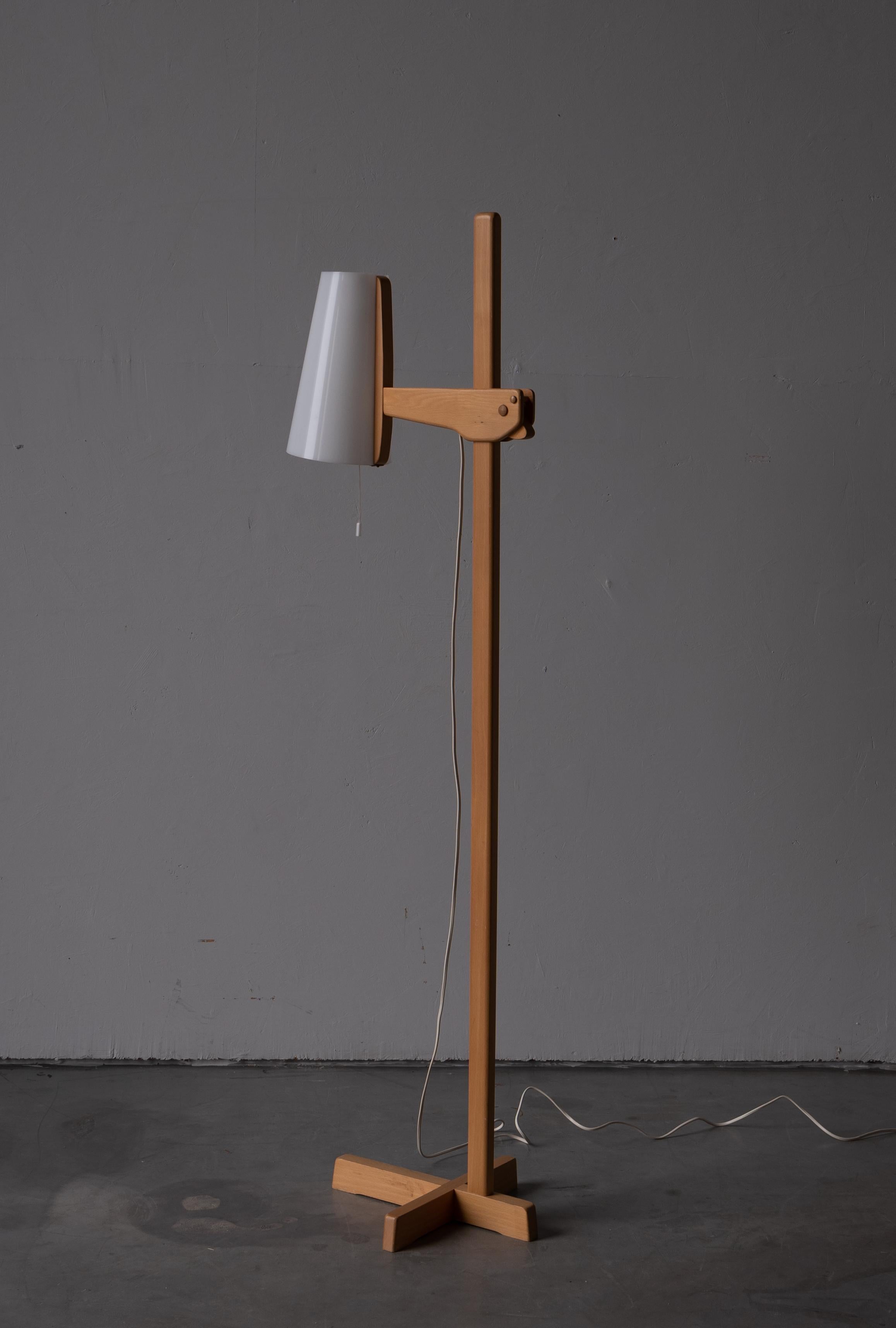 Swedish, Floor Lamp, Solid Oak, Acrylic, Sweden, 1960s 1