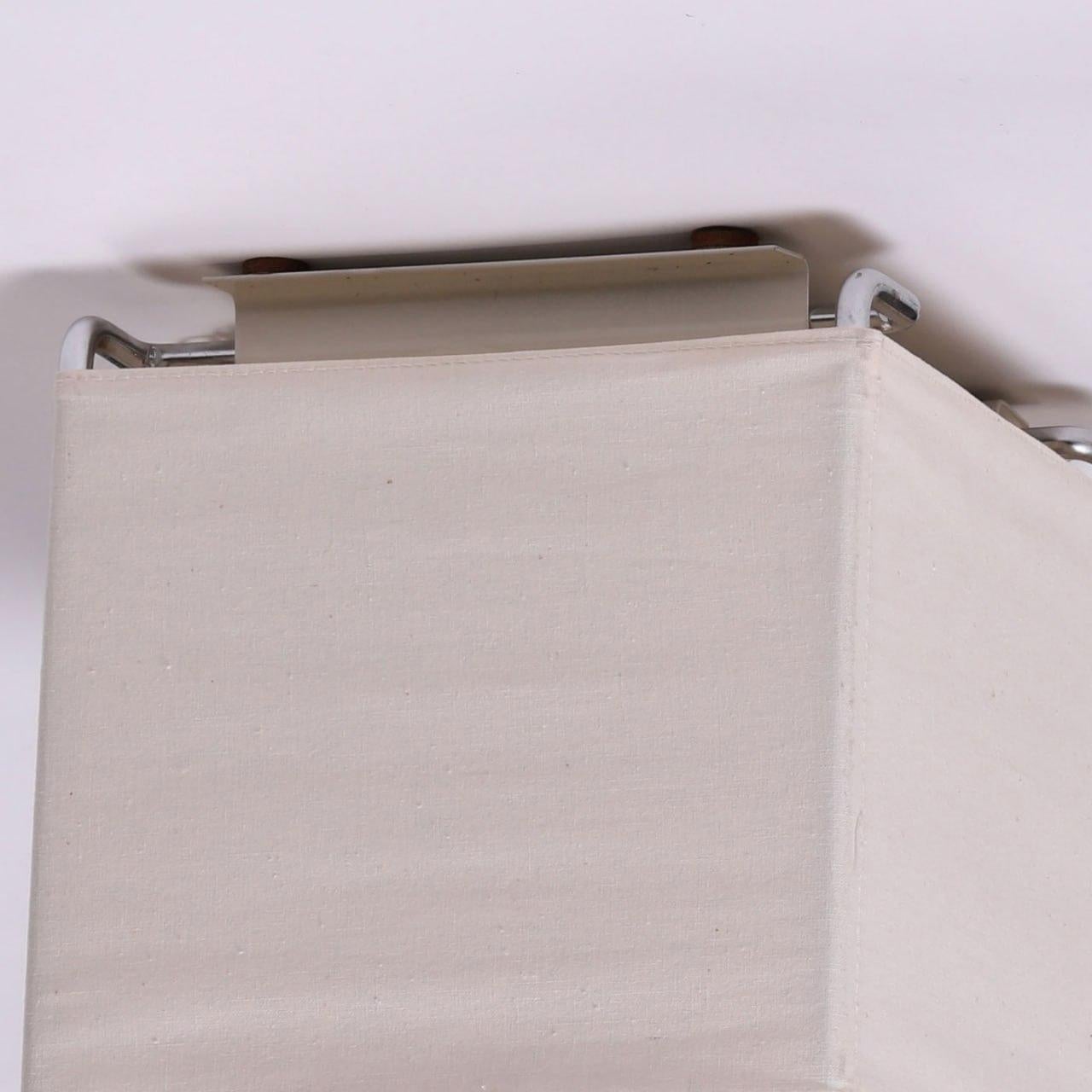 Mid-Century Modern Swedish Flush Mount Ceiling Lamp in Metal and Fabric, 1970s en vente