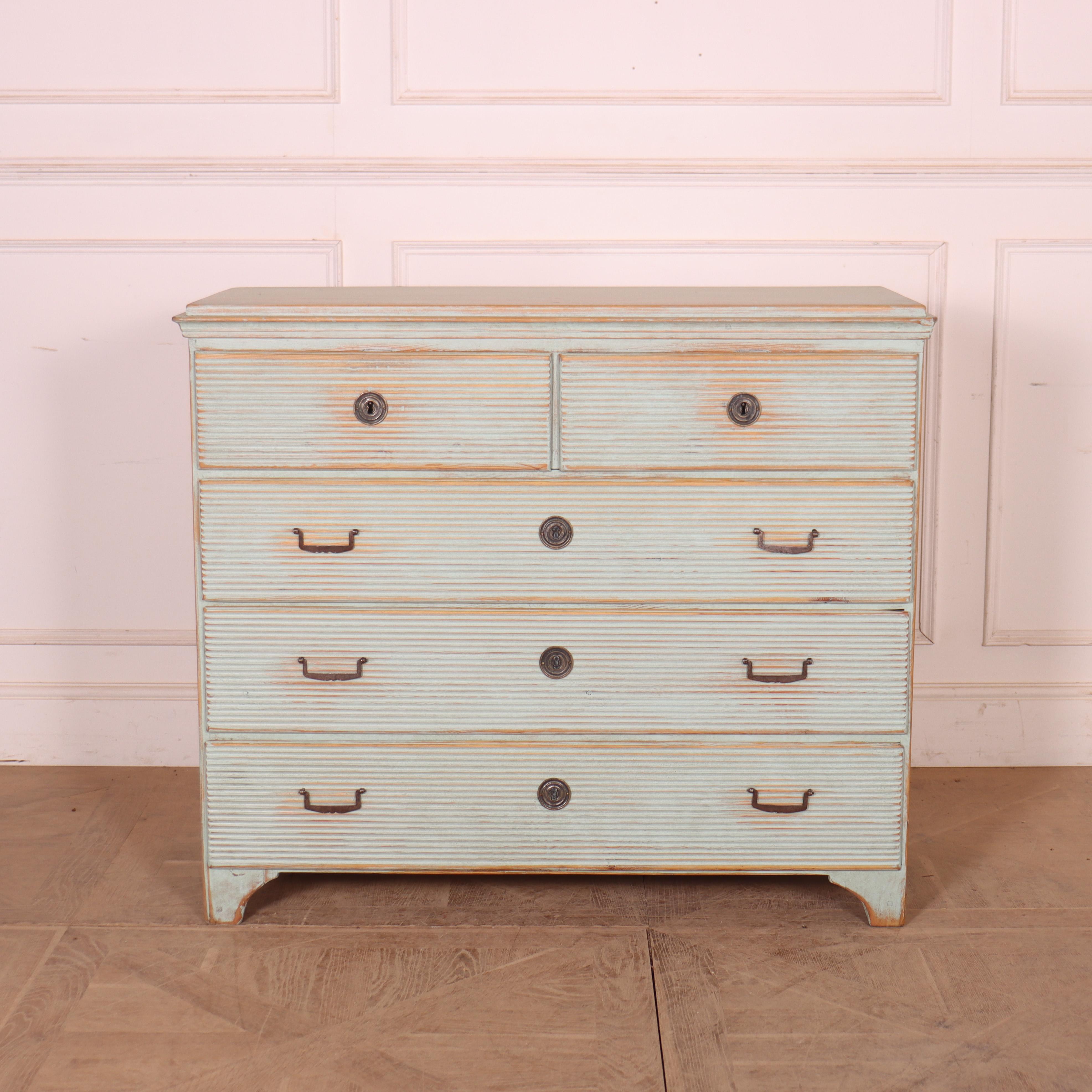 Swedish Fluted Drawer Fronts Commode For Sale