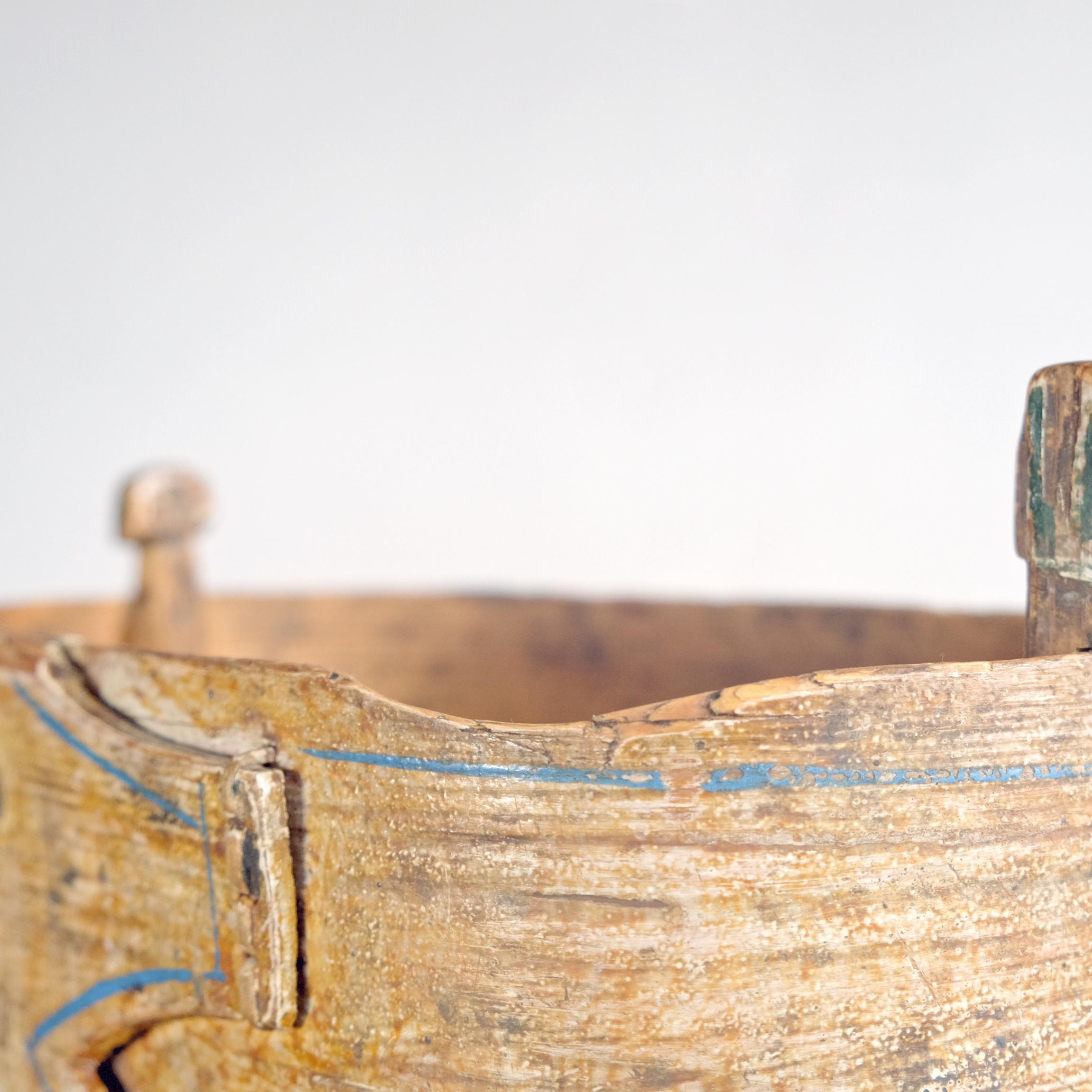 Swedish Folk Art Bentwood Box with Original Paint, Dated 1879, Scandinavian In Good Condition For Sale In Totnes, GB