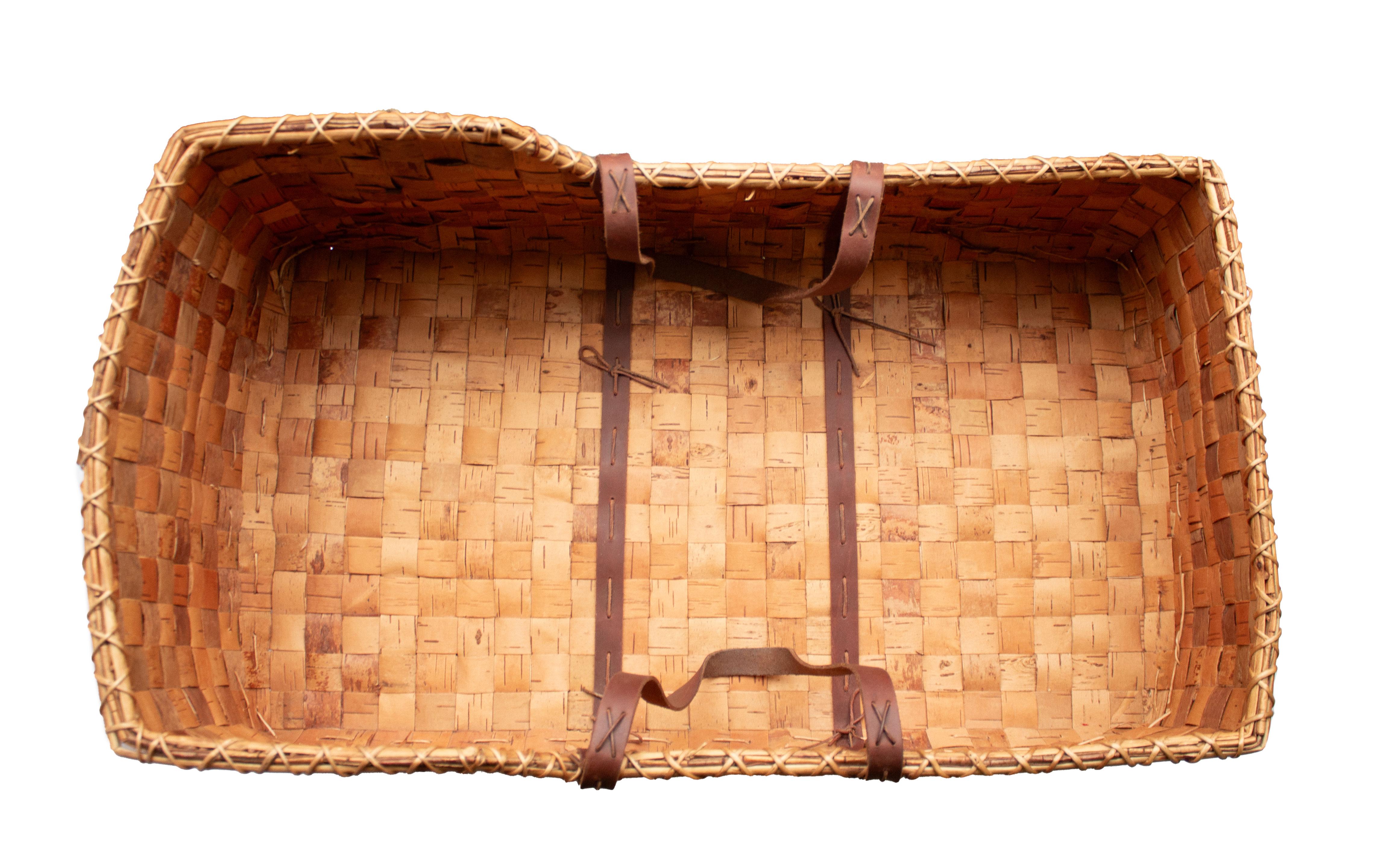 Shaker Swedish Folk Art Birch-Bark Cradle Basket For Sale