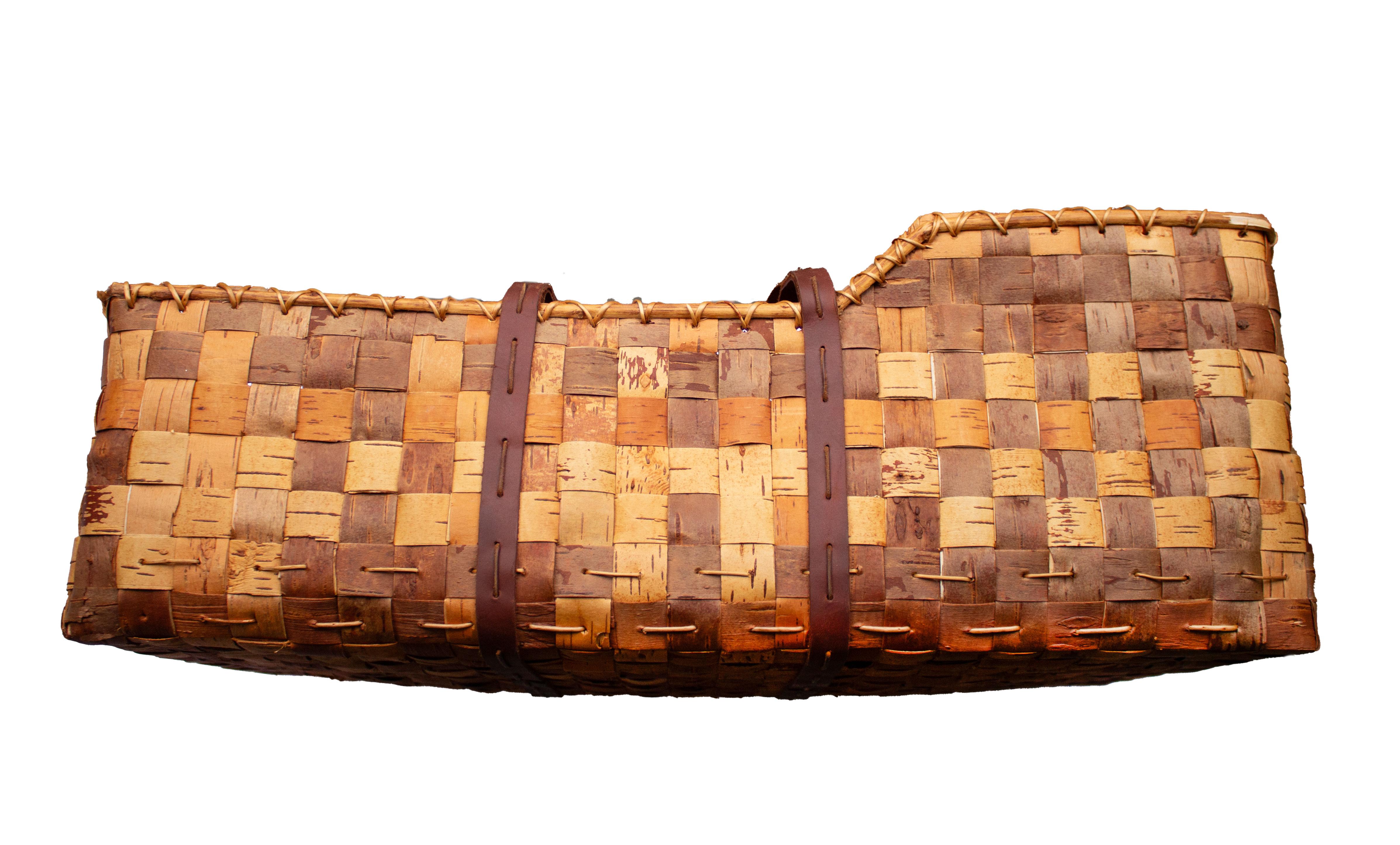 Late 20th Century Swedish Folk Art Birch-Bark Cradle Basket For Sale