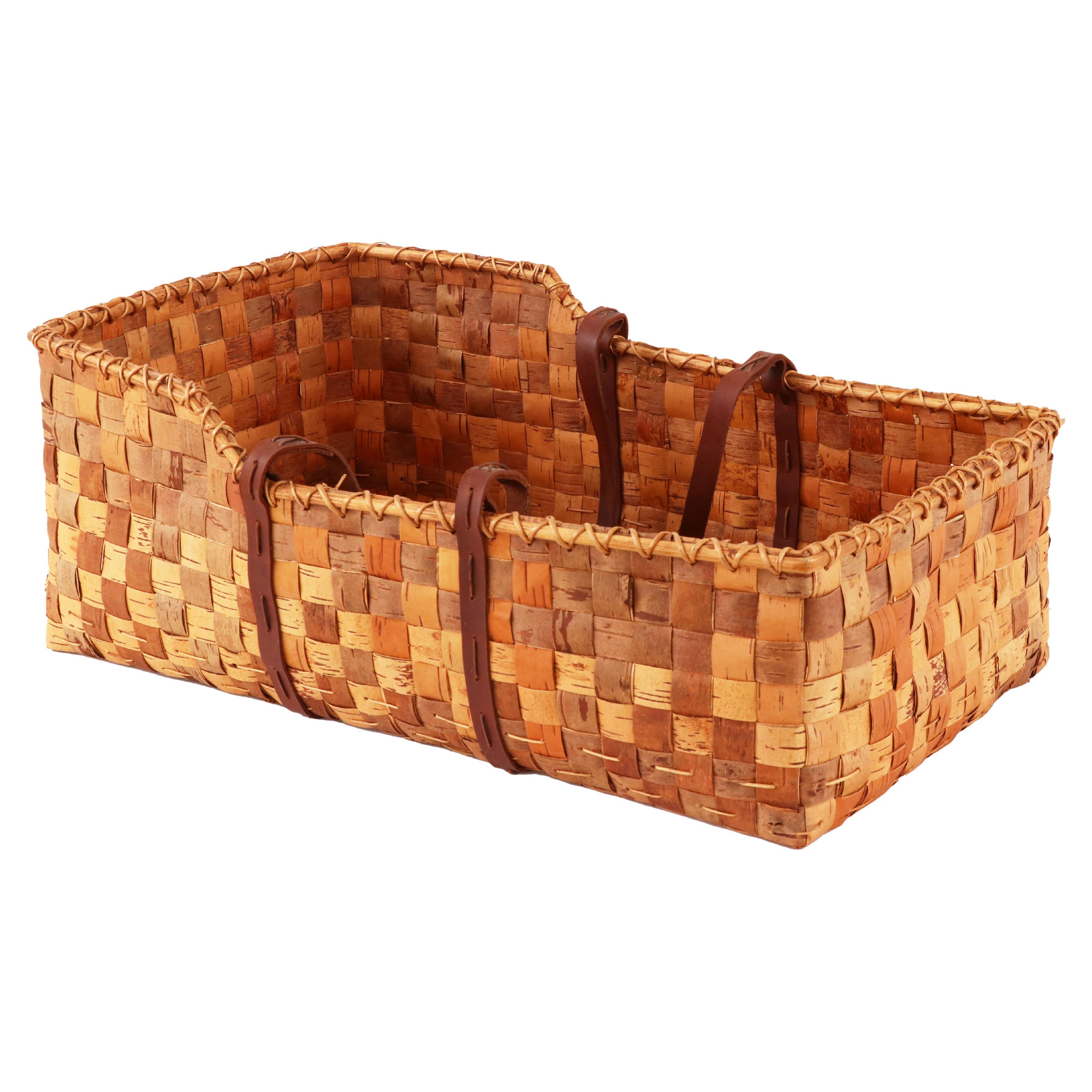 Swedish Folk Art Birch-Bark Cradle Basket For Sale