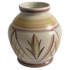 Swedish Folk Art Bulb Vase with Floral Motif by Maggie Wibom for Bo Fajans, 1930