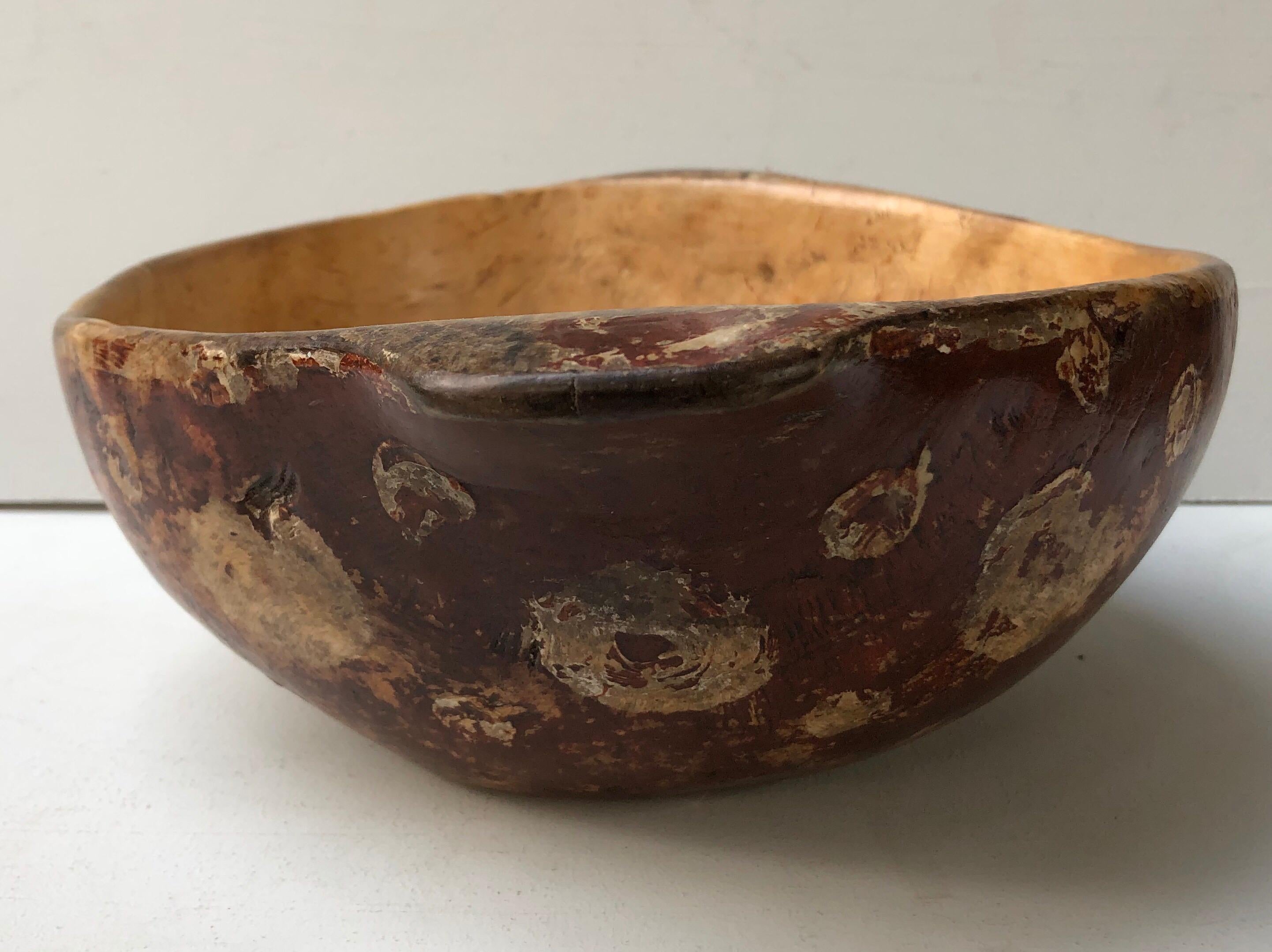 Gustavian Swedish Folk Art Burl Bowl