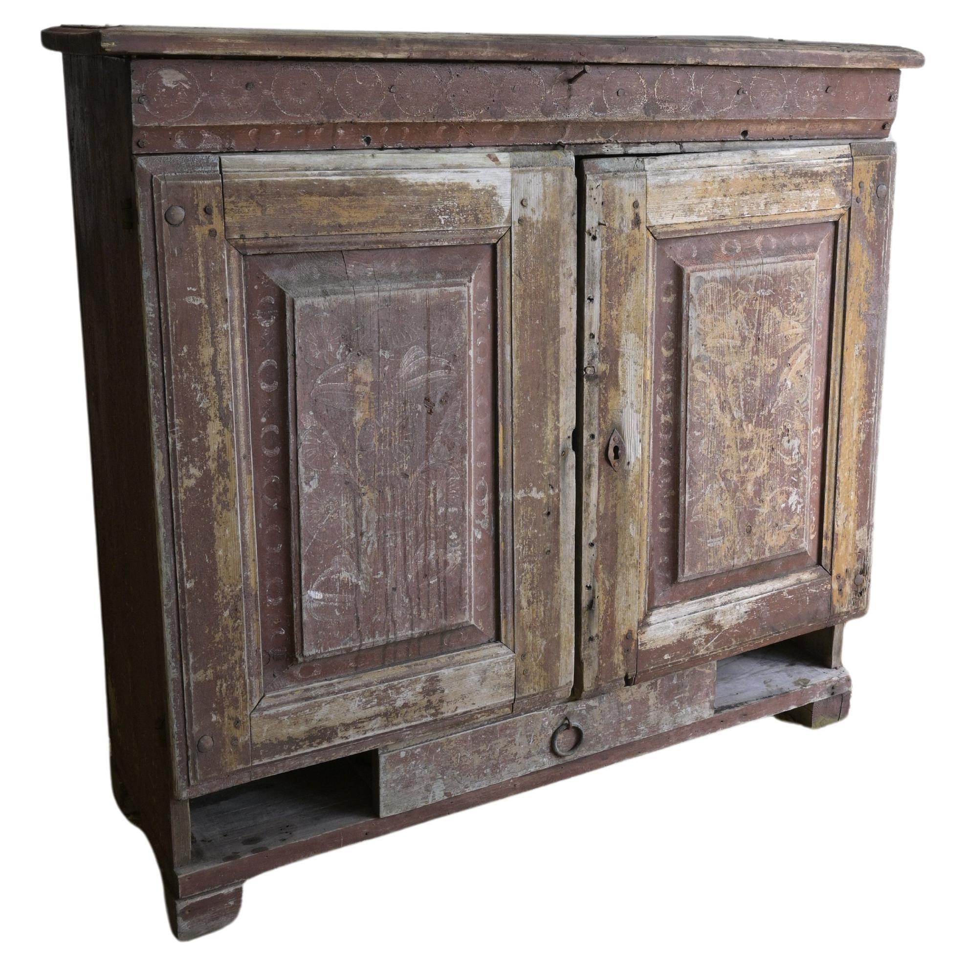 Schwedischer Volkskunstschrank, ca. 1780-1830 aus Dalarna