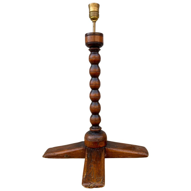 Swedish Folk Art Candlestick Table Lamp, Dated 1737 In Good Condition For Sale In Haddonfield, NJ