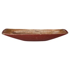 Plateau sculpté d'art populaire suédois Peinture originale avec marques de propriétaires, 19e siècle