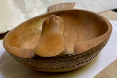 Swedish Folk Art Casa Chip Carved Duck Head Birch Wooden Bowl