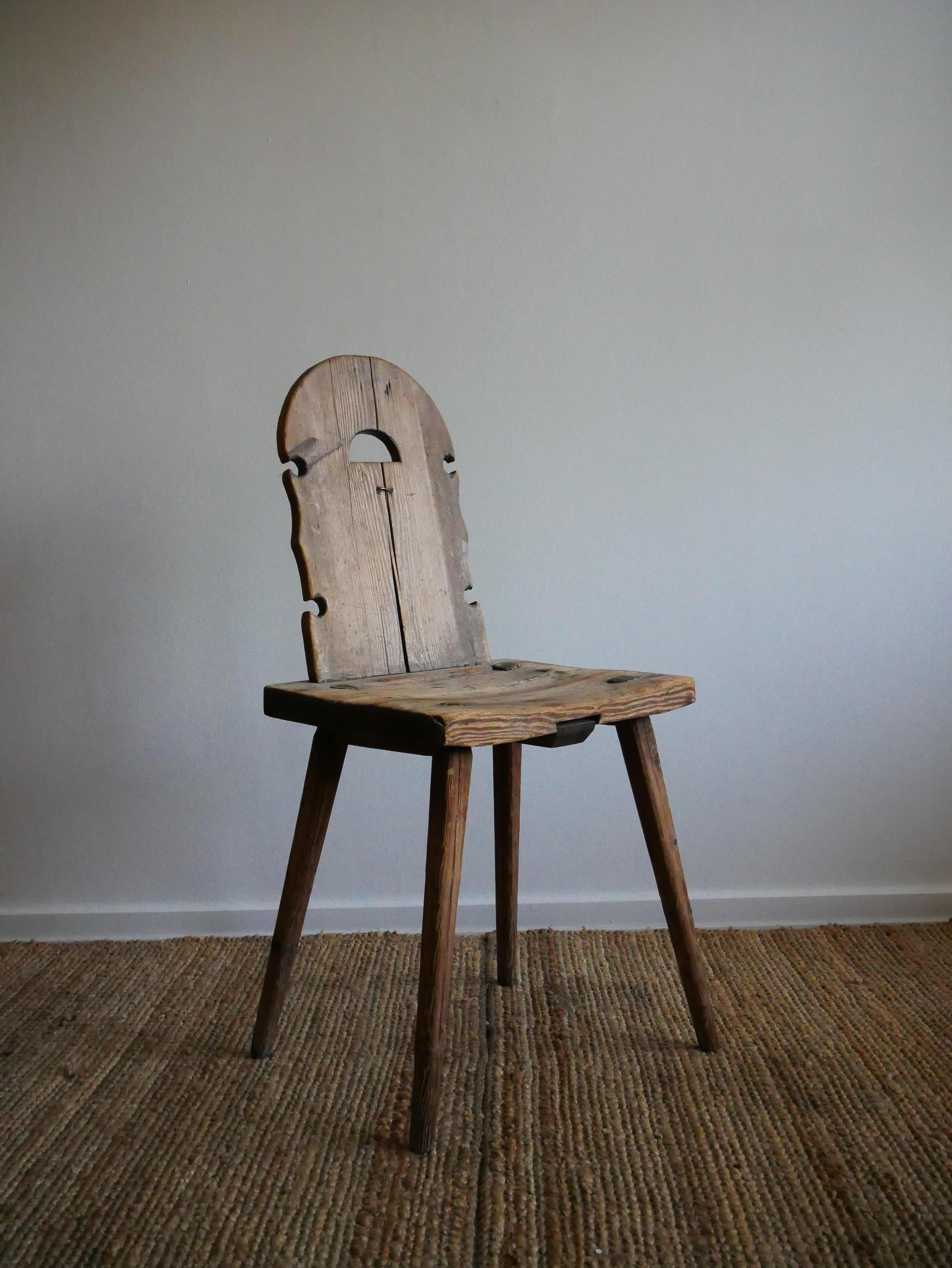 Hand-Crafted Swedish Folk Art Chair, circa 1780-1830s