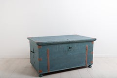 Swedish Folk Art Chest with Original Blue Paint