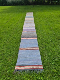 Swedish Folk art genuine handwoven rag rug Country