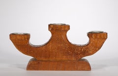 Schwedische Volkskunst Hand-Carved hölzernen Kandelaber Metall Einsätze