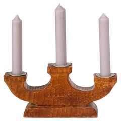 Schwedische Volkskunst Hand-Carved hölzernen Kandelaber Metall Einsätze