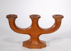 Candelabro de madera tallado a mano de arte popular sueco, Vintage