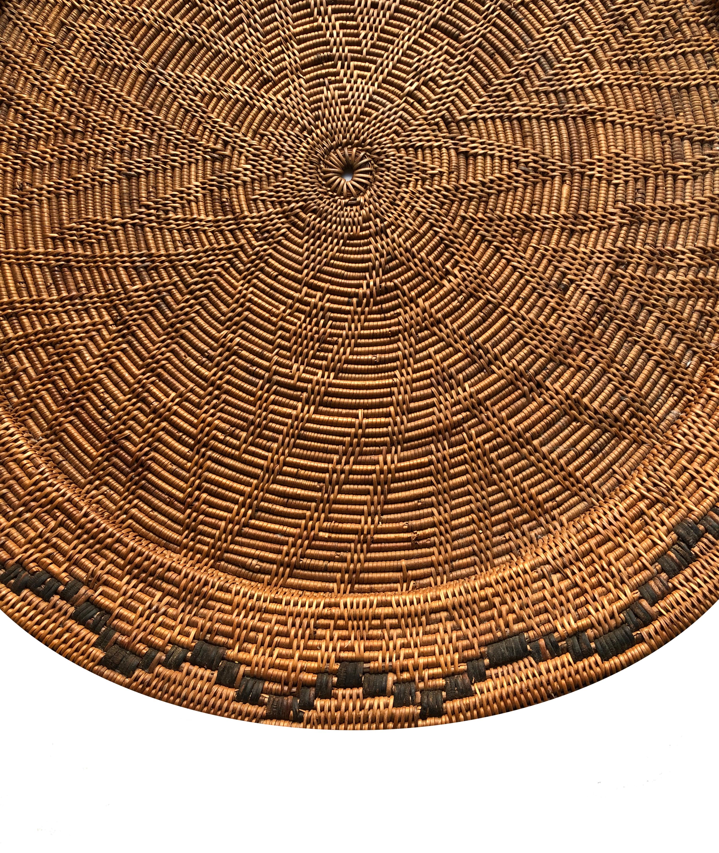 Twig Swedish Folk Art Handcrafted Round Serving Tray For Sale