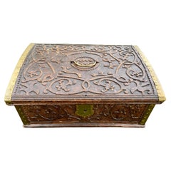 Antique Swedish Folk Art Hunting Box Dated 1802 in Oak