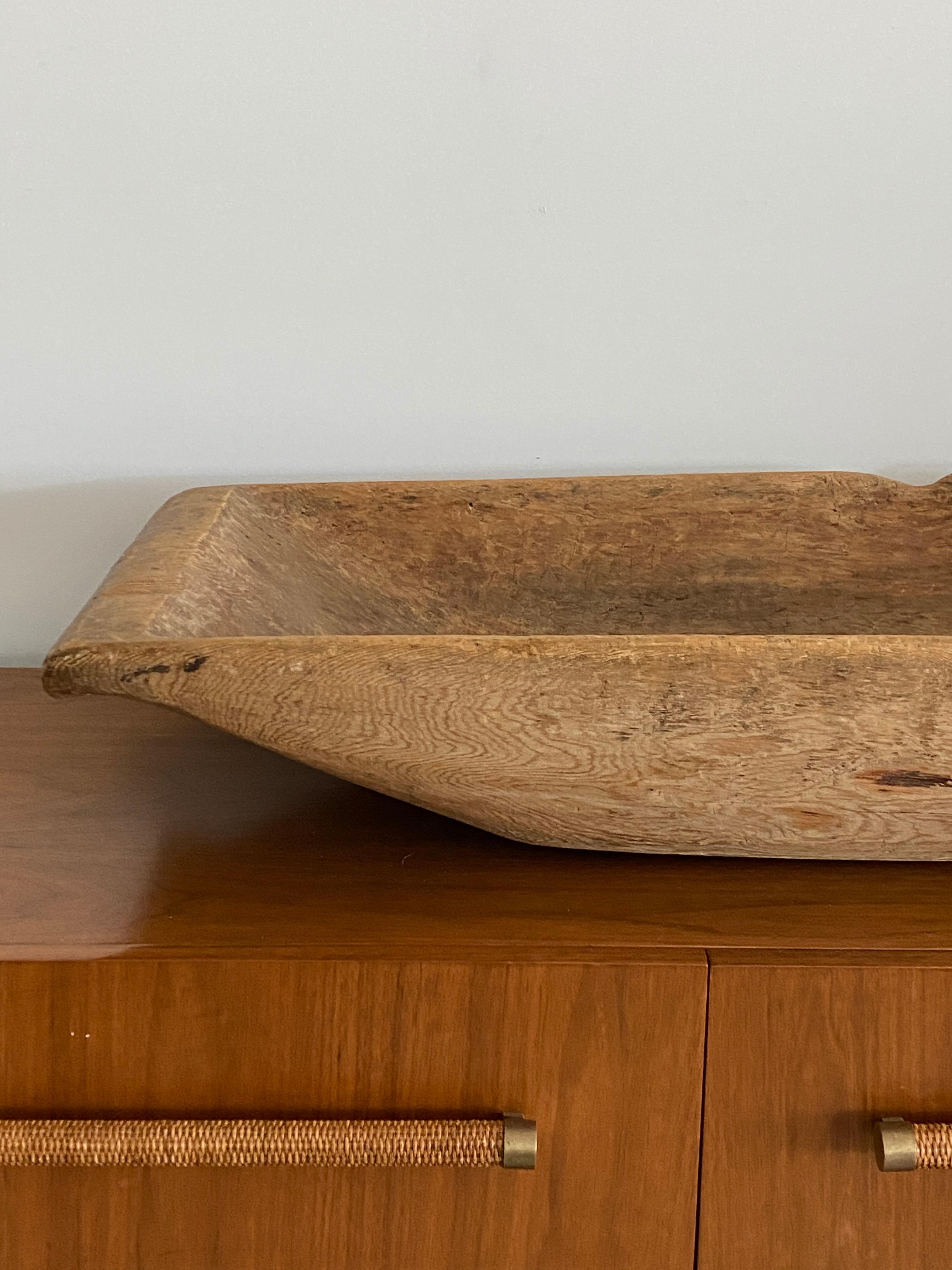 Wood Swedish Folk Art, Large Serving Bowl or Tray, Solid Pine, 19th Century