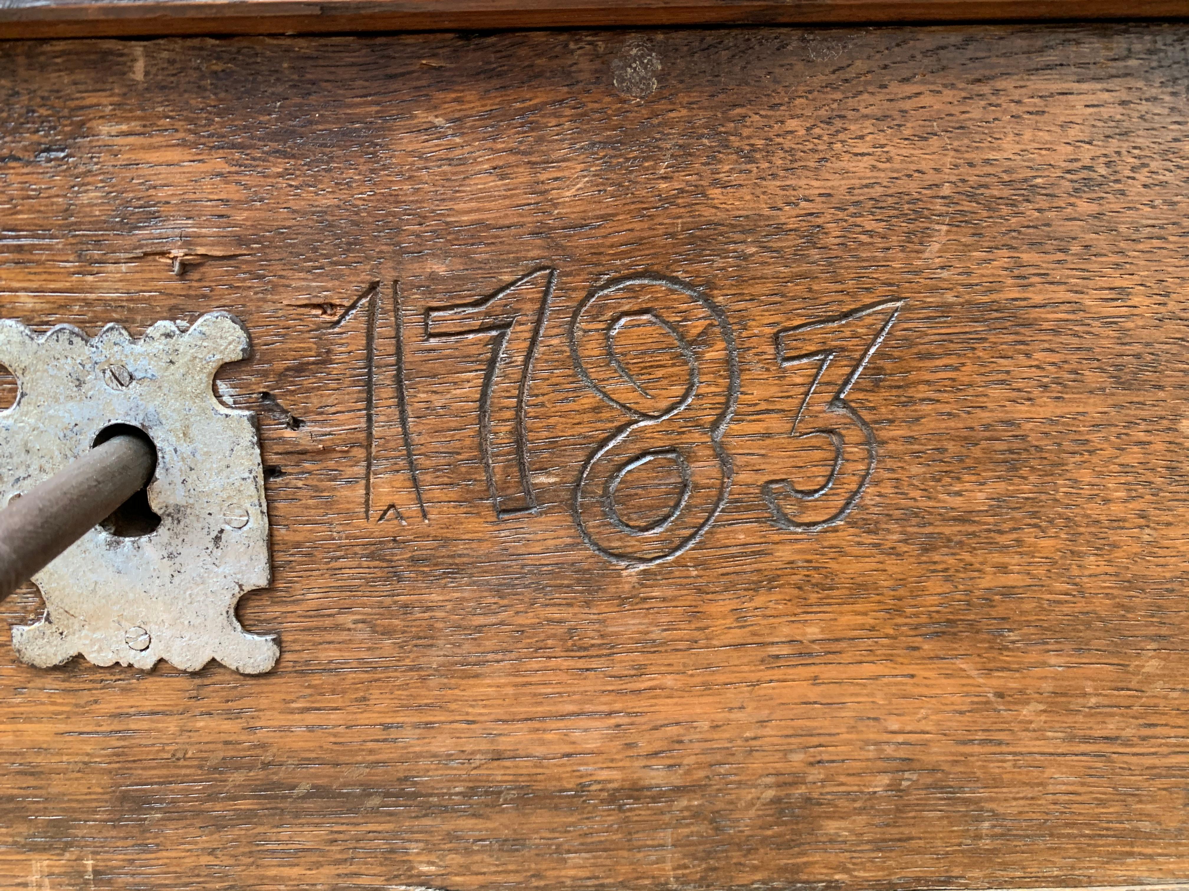 Swedish Folk Art Oak Box, Dated 1783 1