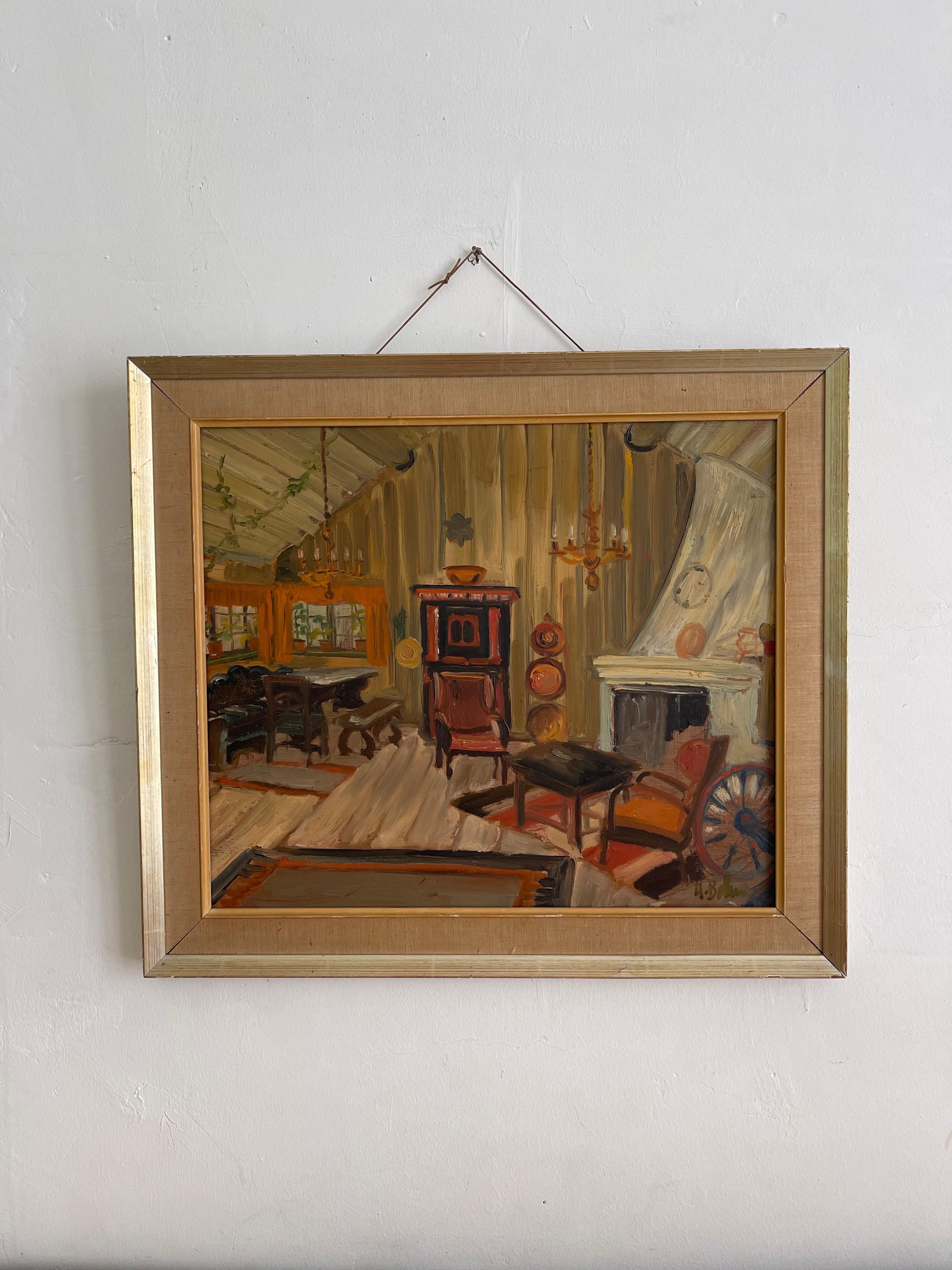 This Swedish painting by a recognised artist Hanna Bundin still life / modernist.

About the Artist

Hanna Brundin (1914- 2000) was a Swedish artist .

Brundin studied at the Skåne painting school and for Harald Isenstein and Helge Nielsen at the