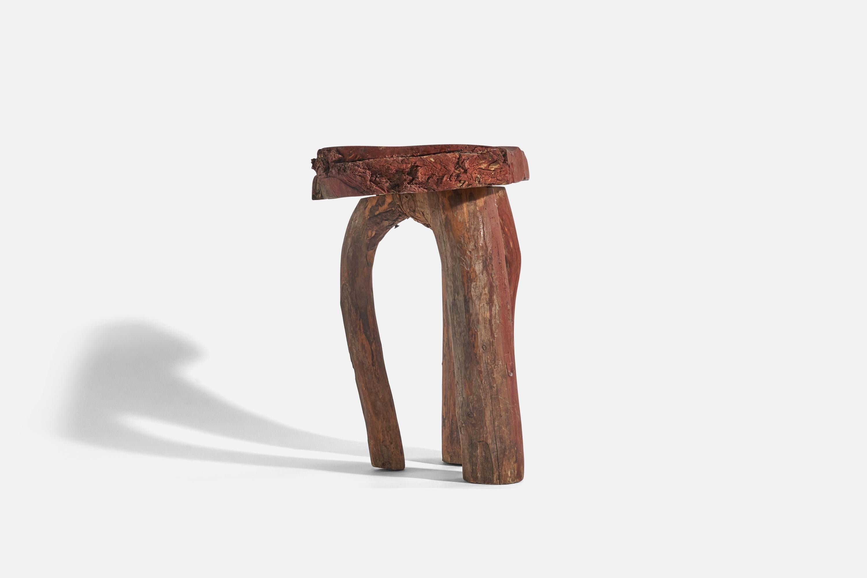 Folk Art Swedish Designer, Side Table / Stool, Wood, 