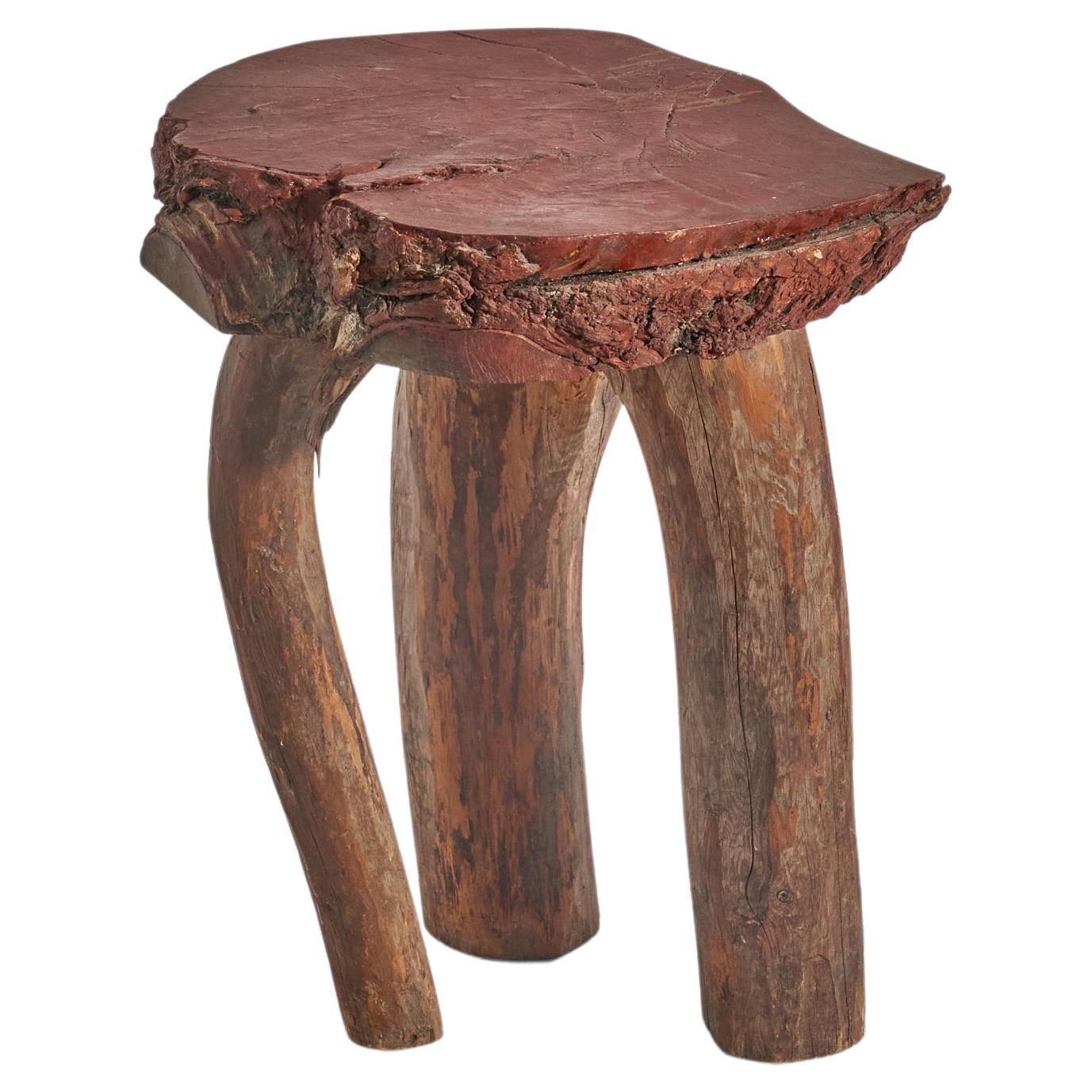 Swedish Designer, Side Table / Stool, Wood, "Faluröd" Paint, 19th Century For Sale