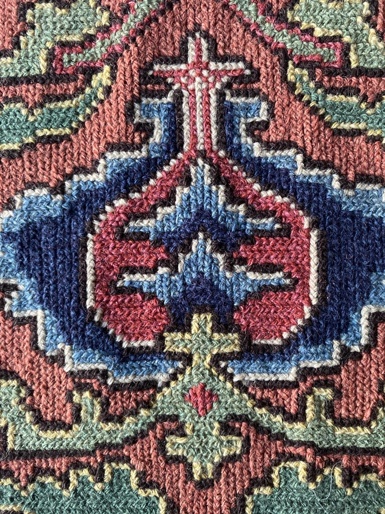 Swedish Folk Art Pomegranate Embroidery Tapestry by Edna Nihlén, Sweden 1956, image size:768x1024