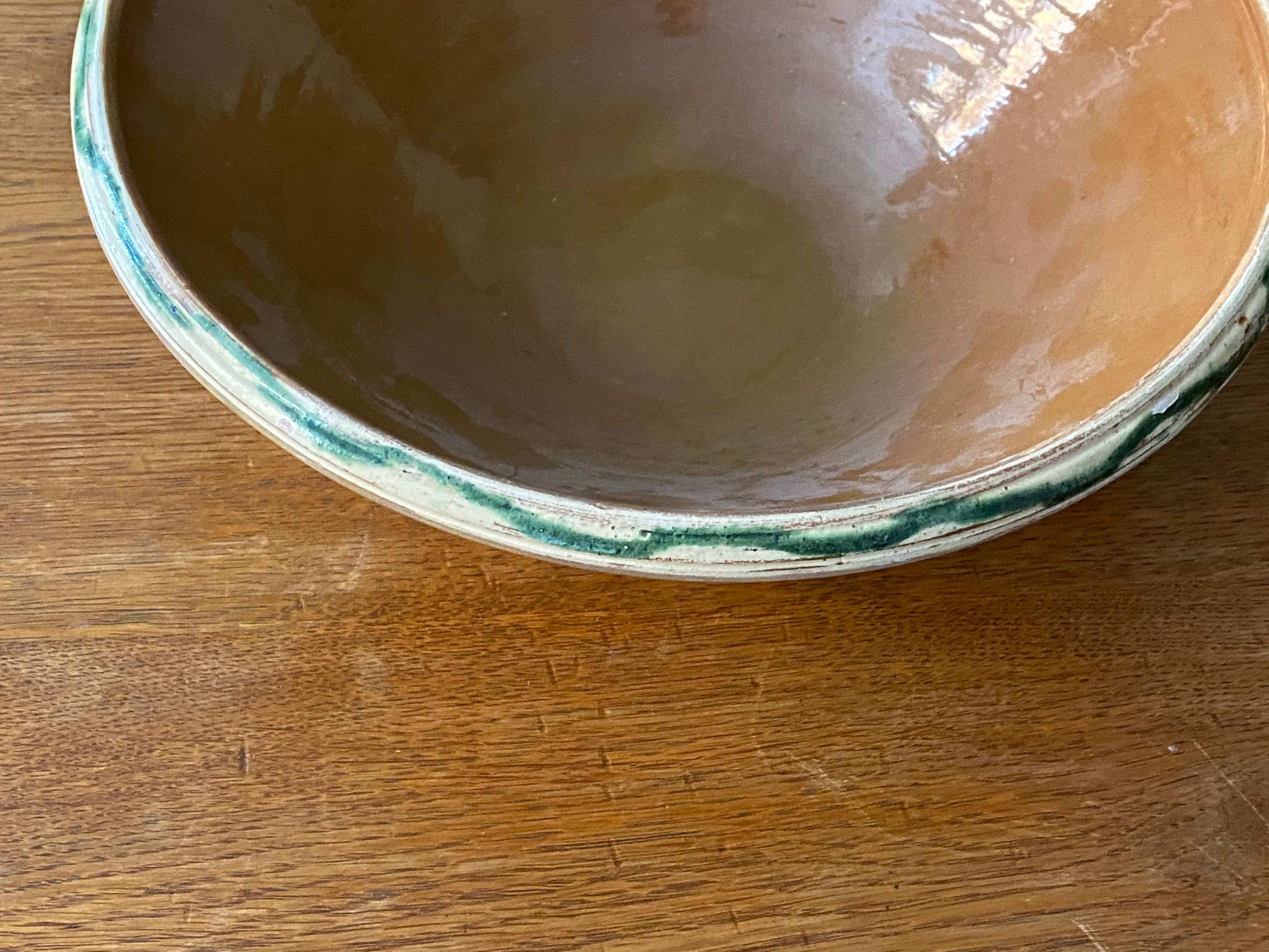 Swedish Folk Art Pottery, Group of 19th Century Pottery Farmers Bowls 1