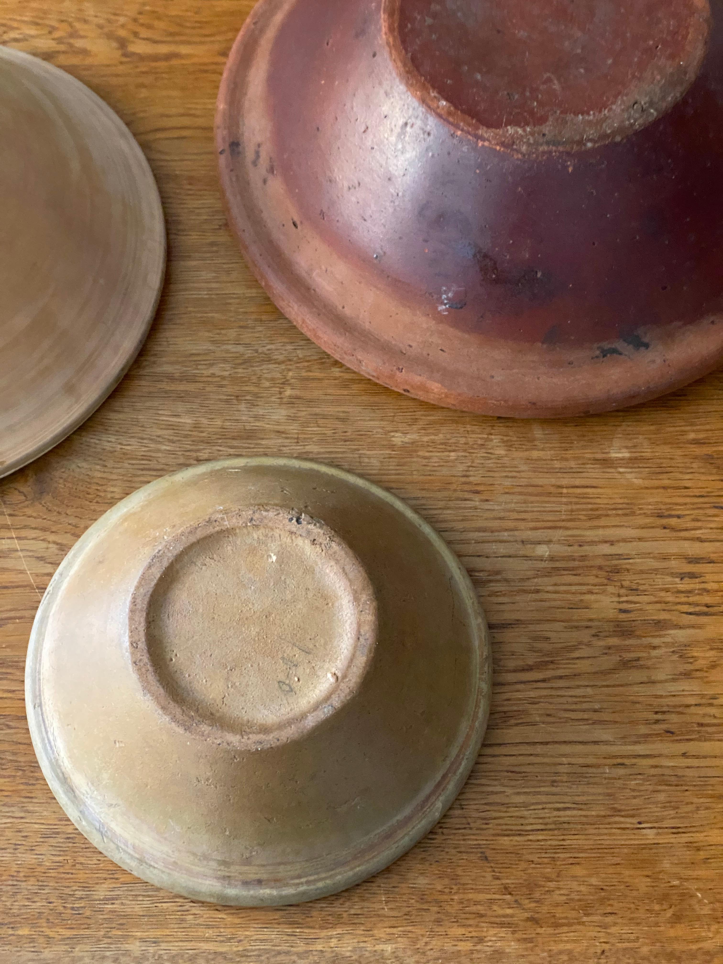 Swedish Folk Art Pottery, Group of 19th Century Pottery Farmers Bowls 4
