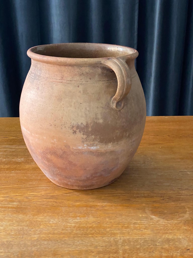 Swedish Folk Art Pottery, Unique Large 19th Century Pottery Farmers