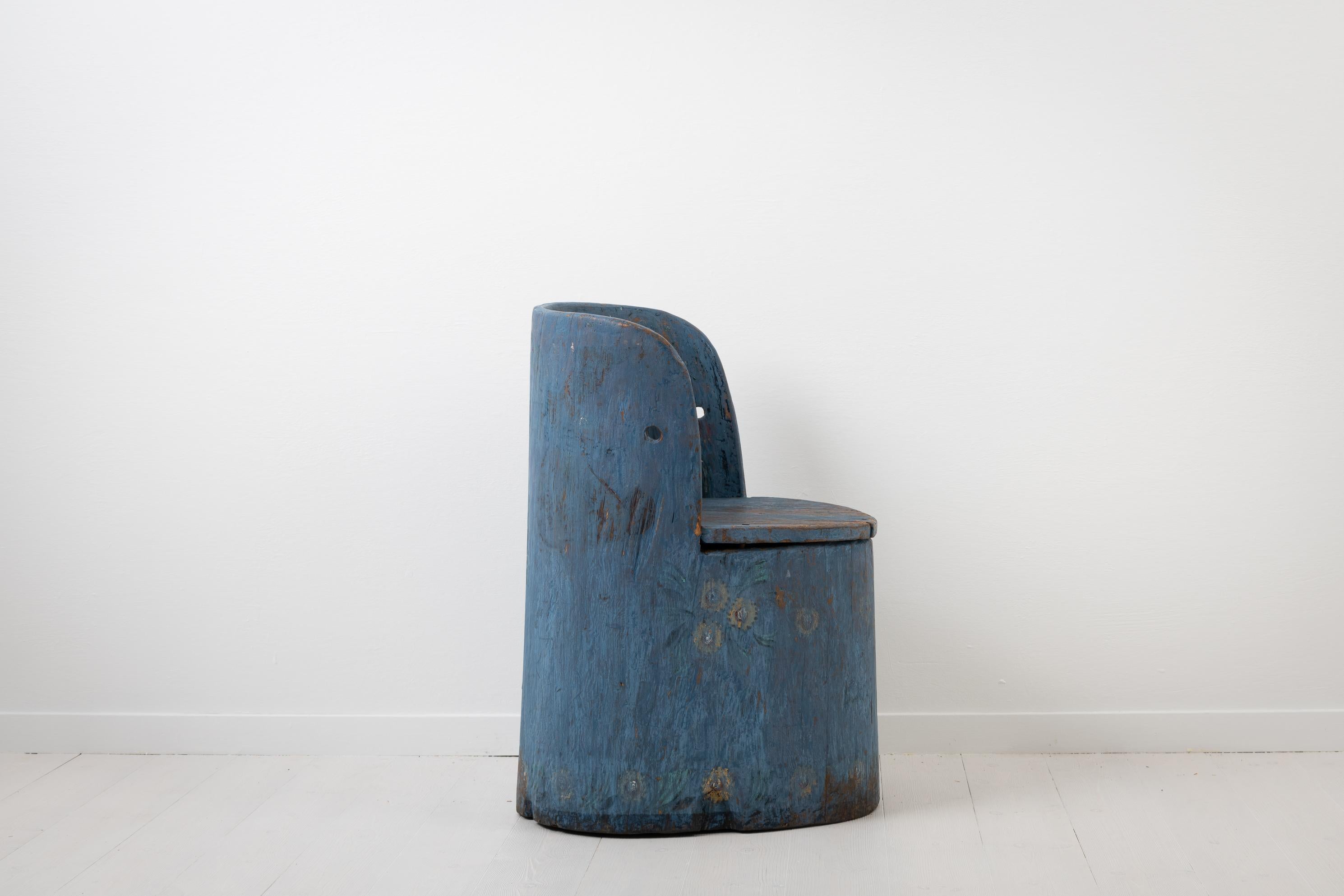 Swedish Folk Art Rustic Chair, Kubbstol 4