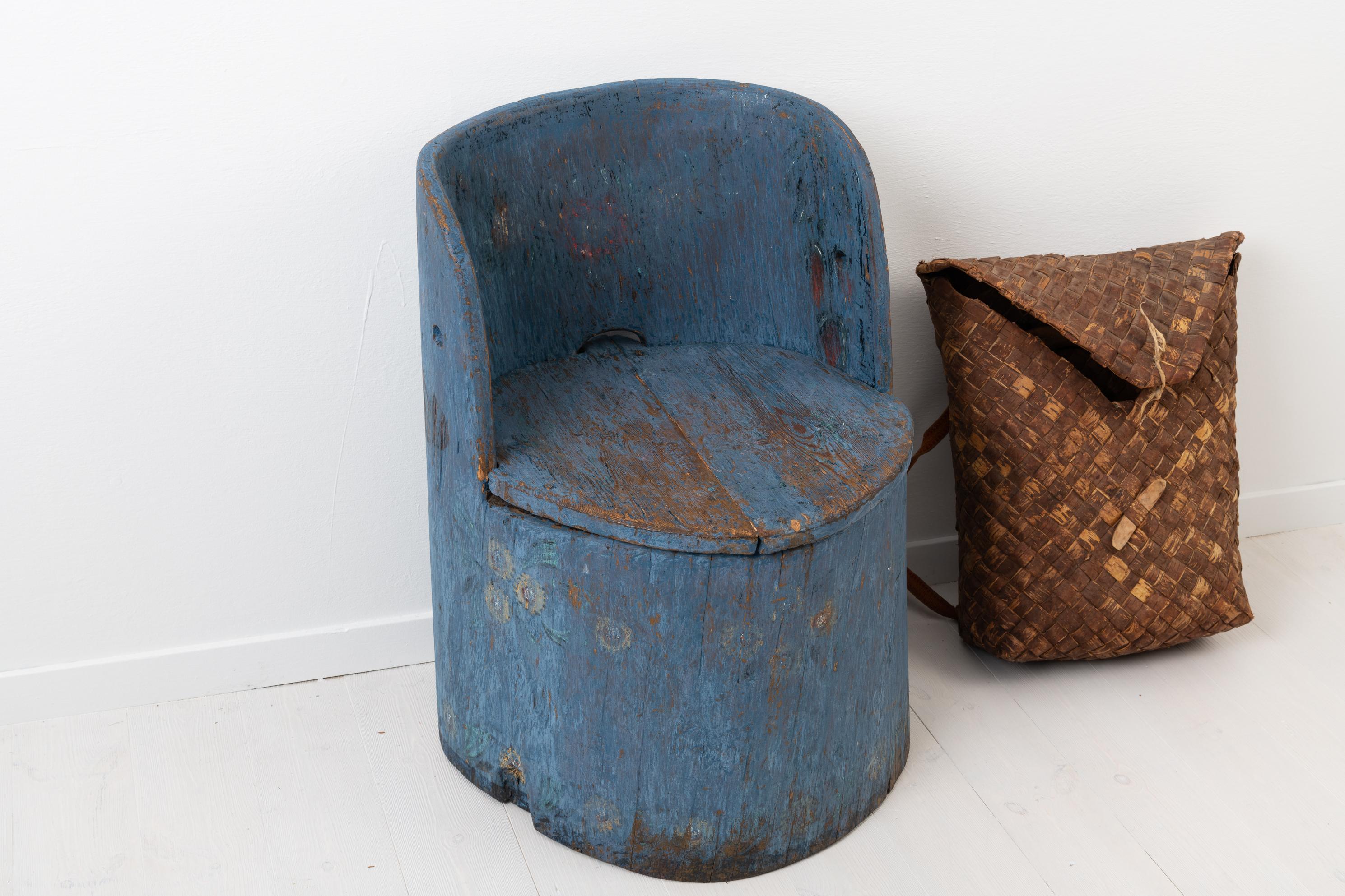 Swedish Folk Art Rustic Chair, Kubbstol 7
