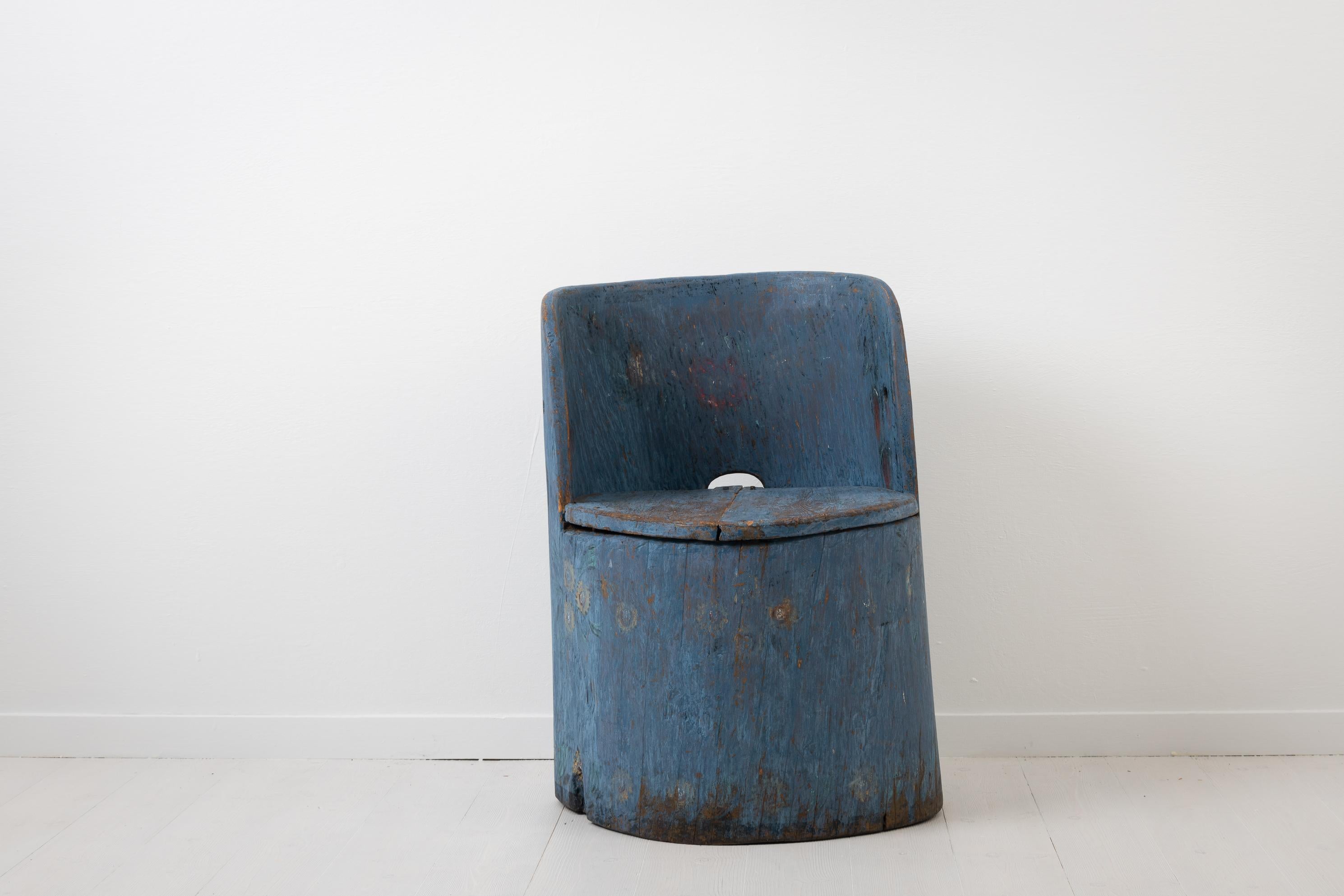 Swedish Folk Art Rustic Chair, Kubbstol 1